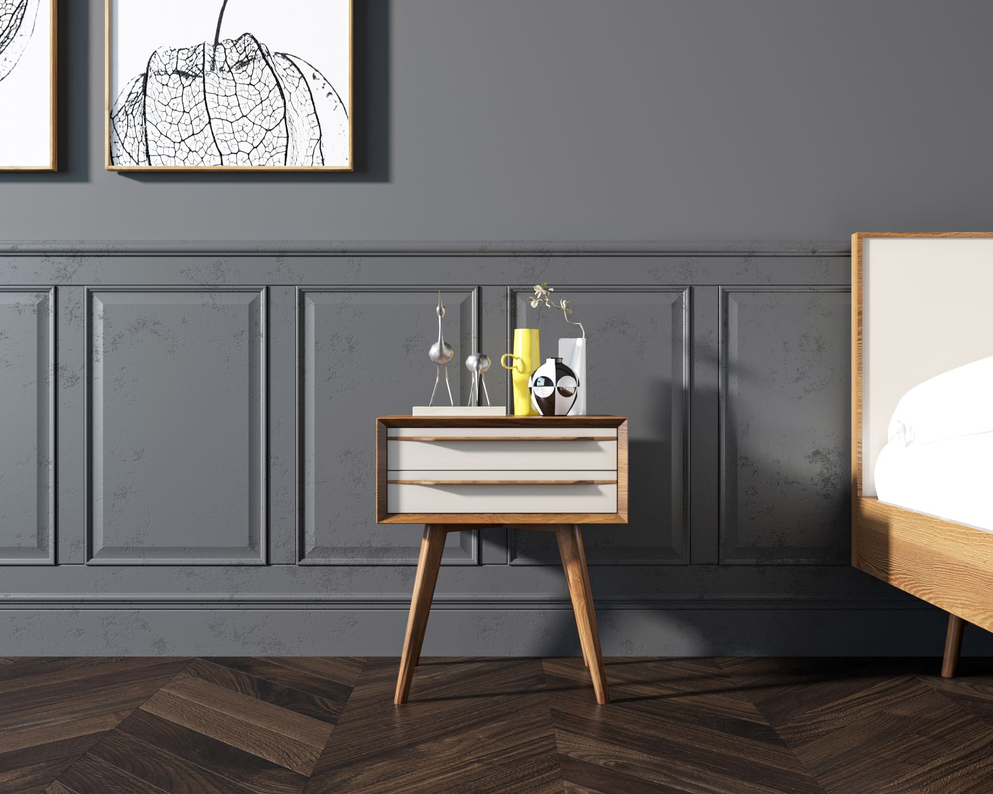 фото Тумба для прихожей в Скандинавском стиле "Bruni white" с двумя ящиками