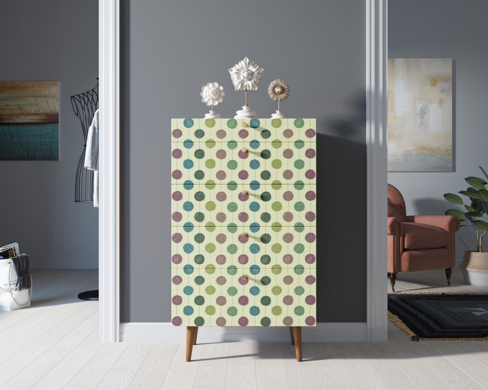 Комод высокий "Berber" принт 24 арт BB10/Print_24 в интерьере в Москве Комод высокий "Berber" принт 24 арт BB10/Print_24 в интерьере