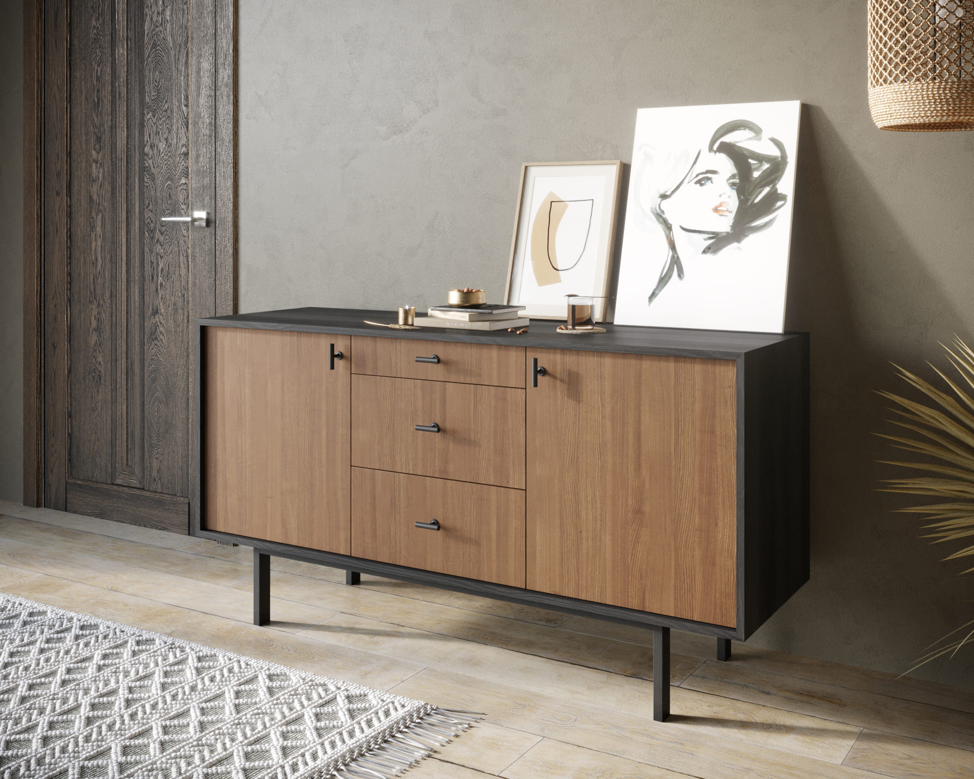 заказать Комод две дверки и три ящика "Emerson" арт EM08