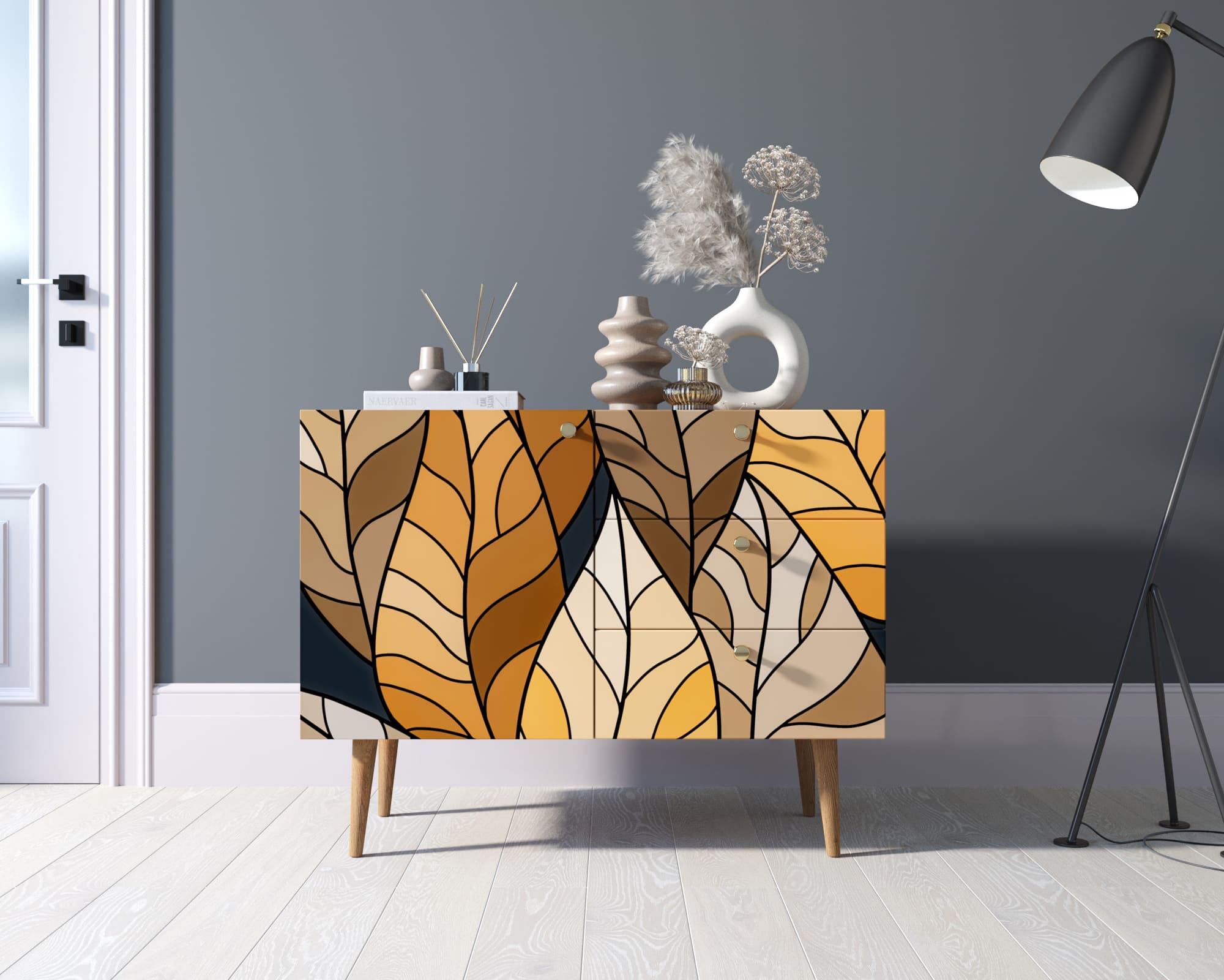 Комод "Berber" три ящика и дверка 08 принт арт BB34/Print_08 в интернет-магазине