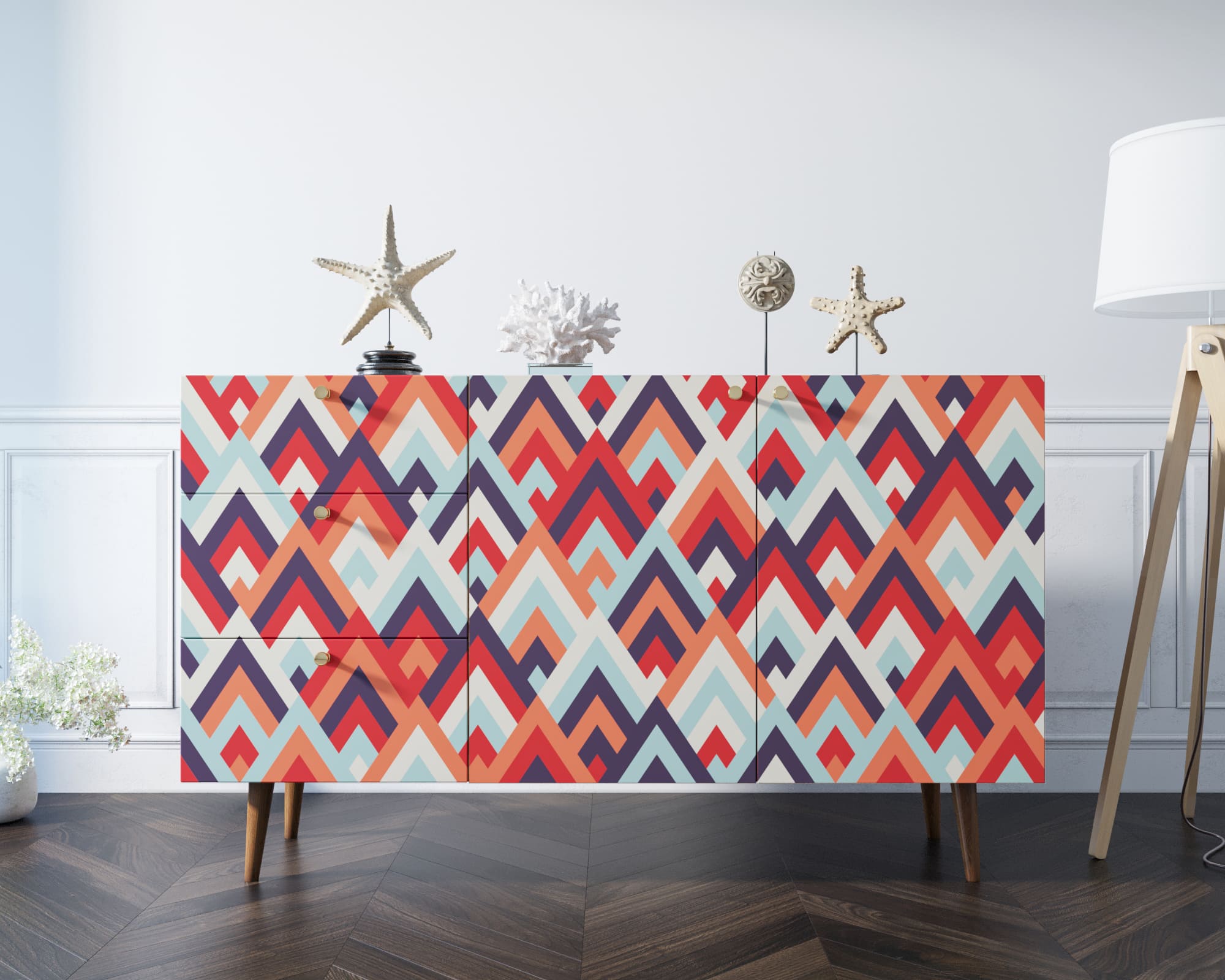 Комод "Berber" с двумя дверками и ящиками принт 2 арт BB17/Print_02 в интерьере