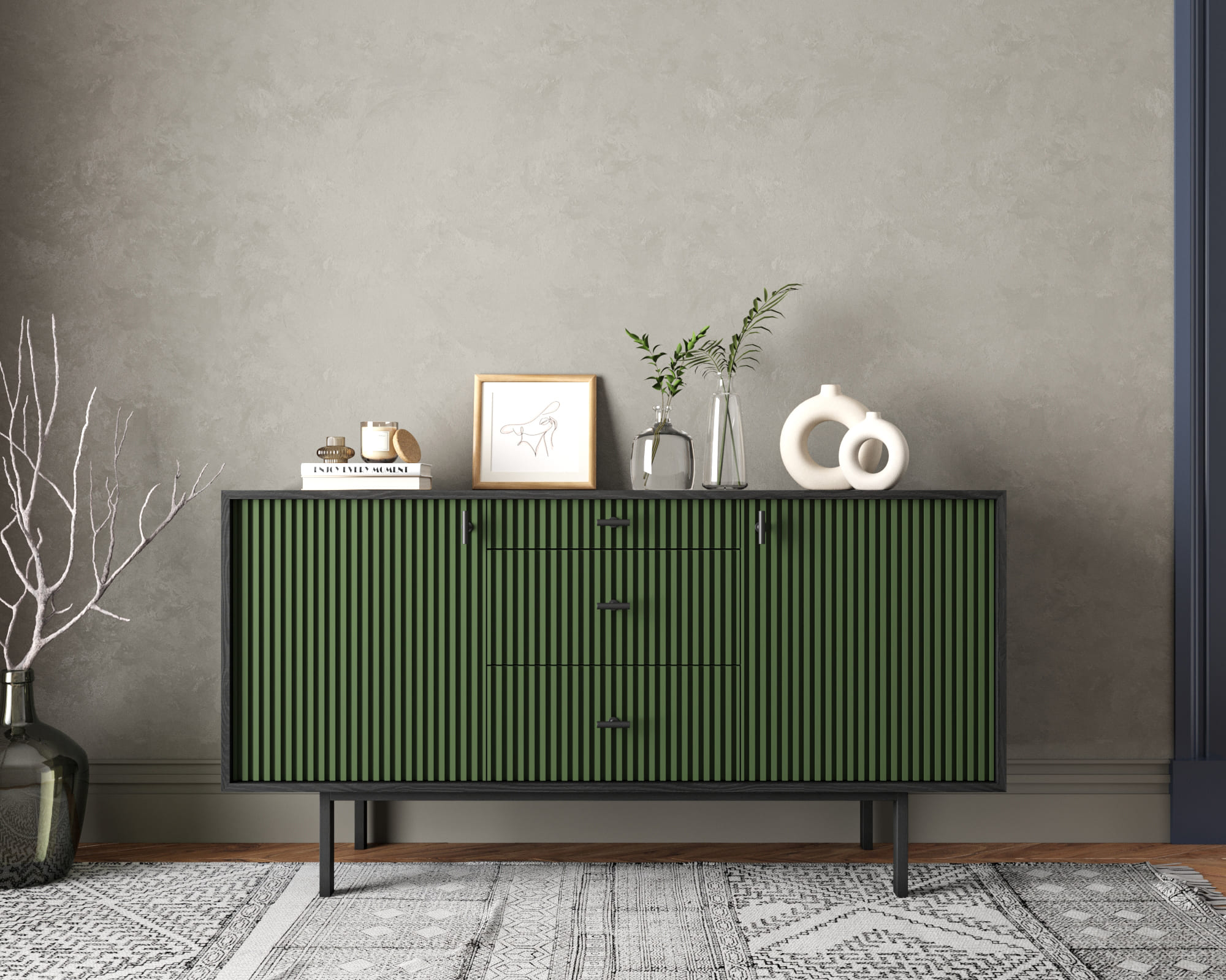 Комод две дверки и три ящика "Emerson" арт EM08/green/L в интернет-магазине