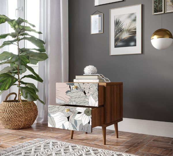 купить Тумбочка "Berber" с двумя ящиками 50 принт арт BB03/Print_50, разноцветная