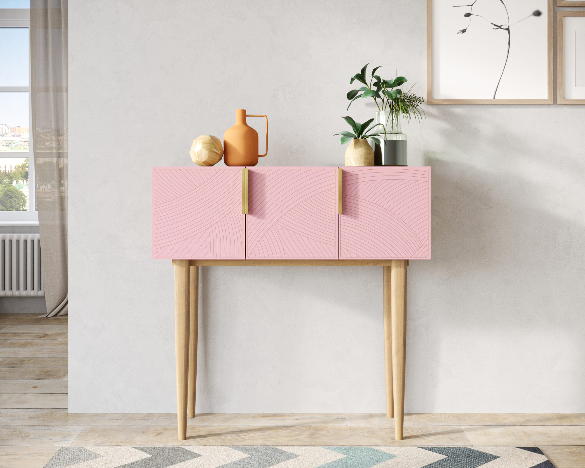 Консоль с тремя дверками "Line" LN15/GR1/pink в интернет-магазине