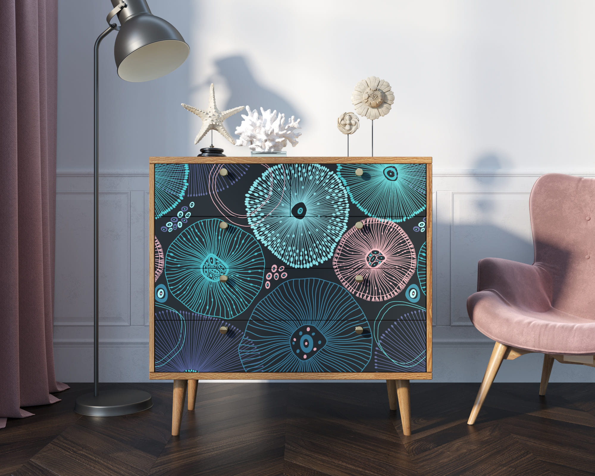 Комод "Berber" пять ящиков 32 принт арт BB36/Print_32 в интернет-магазине