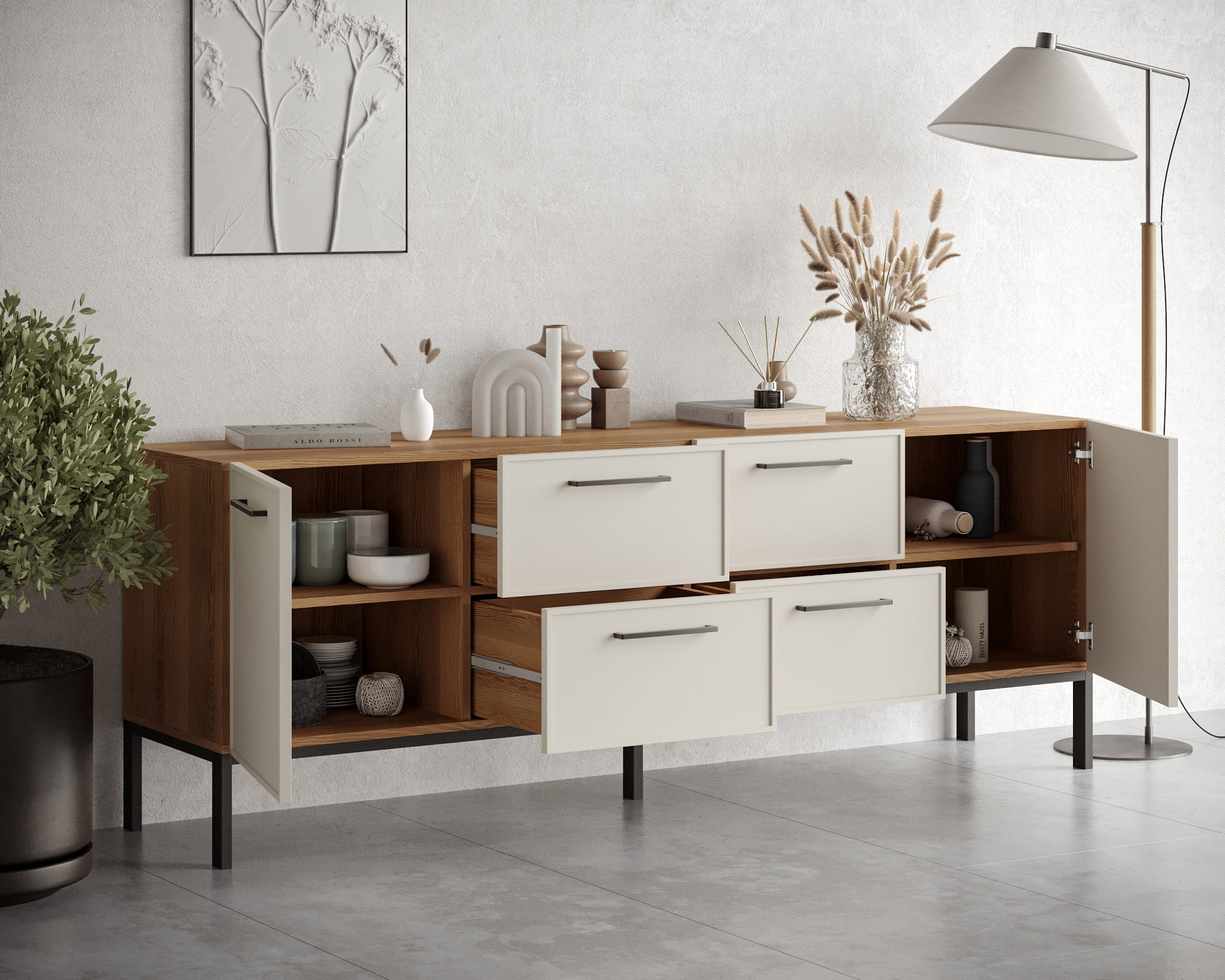 заказать Комод две дверки и четыре ящика "Nicole" цвет Белый, арт NEM19 в Москве заказать Комод две дверки и четыре ящика "Nicole" цвет Белый, арт NEM19