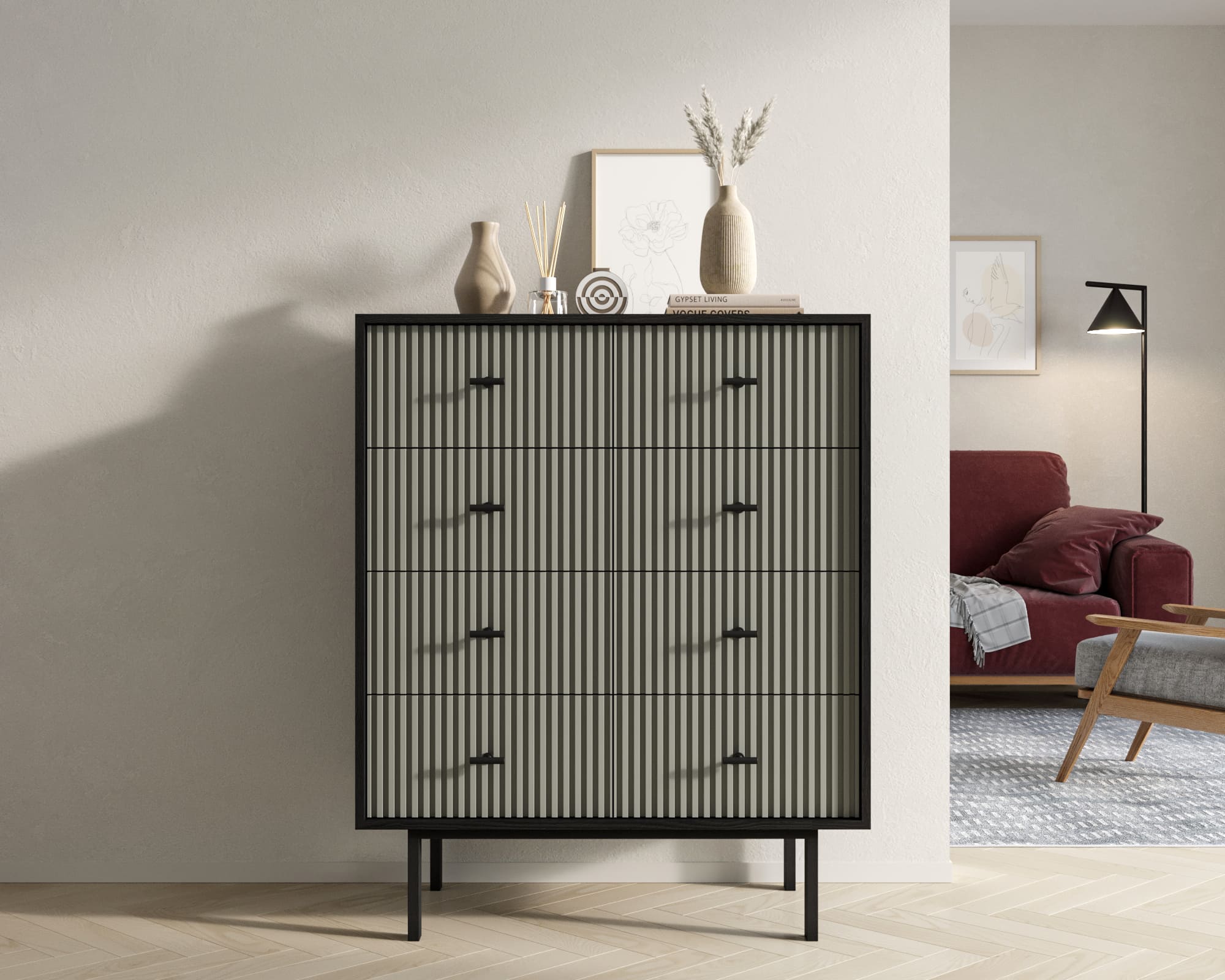 Комод на восемь ящиков "Emerson" арт EM20/gray/L в интернет-магазине