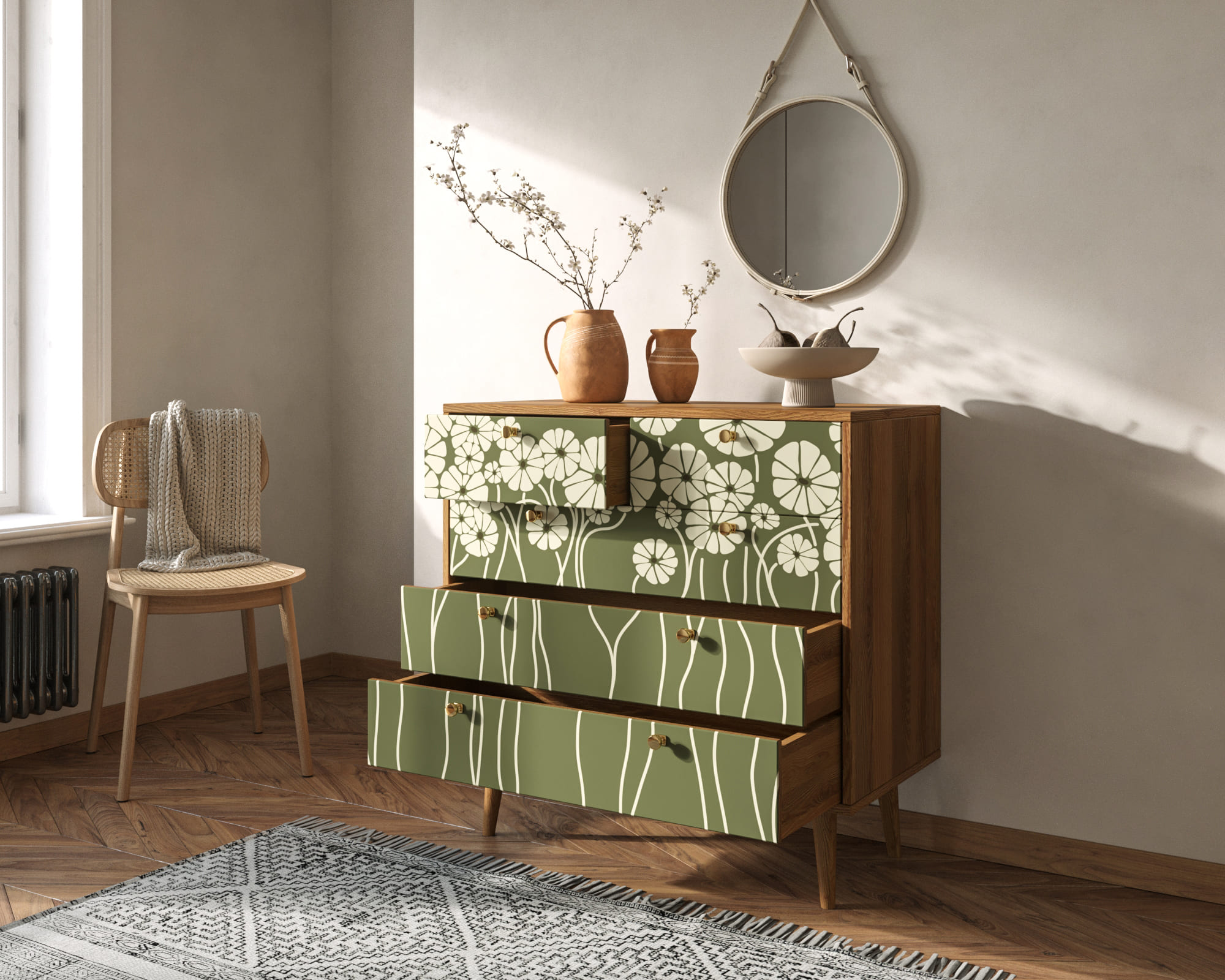 купить Комод "Berber" пять ящиков арт BB36/Print_53