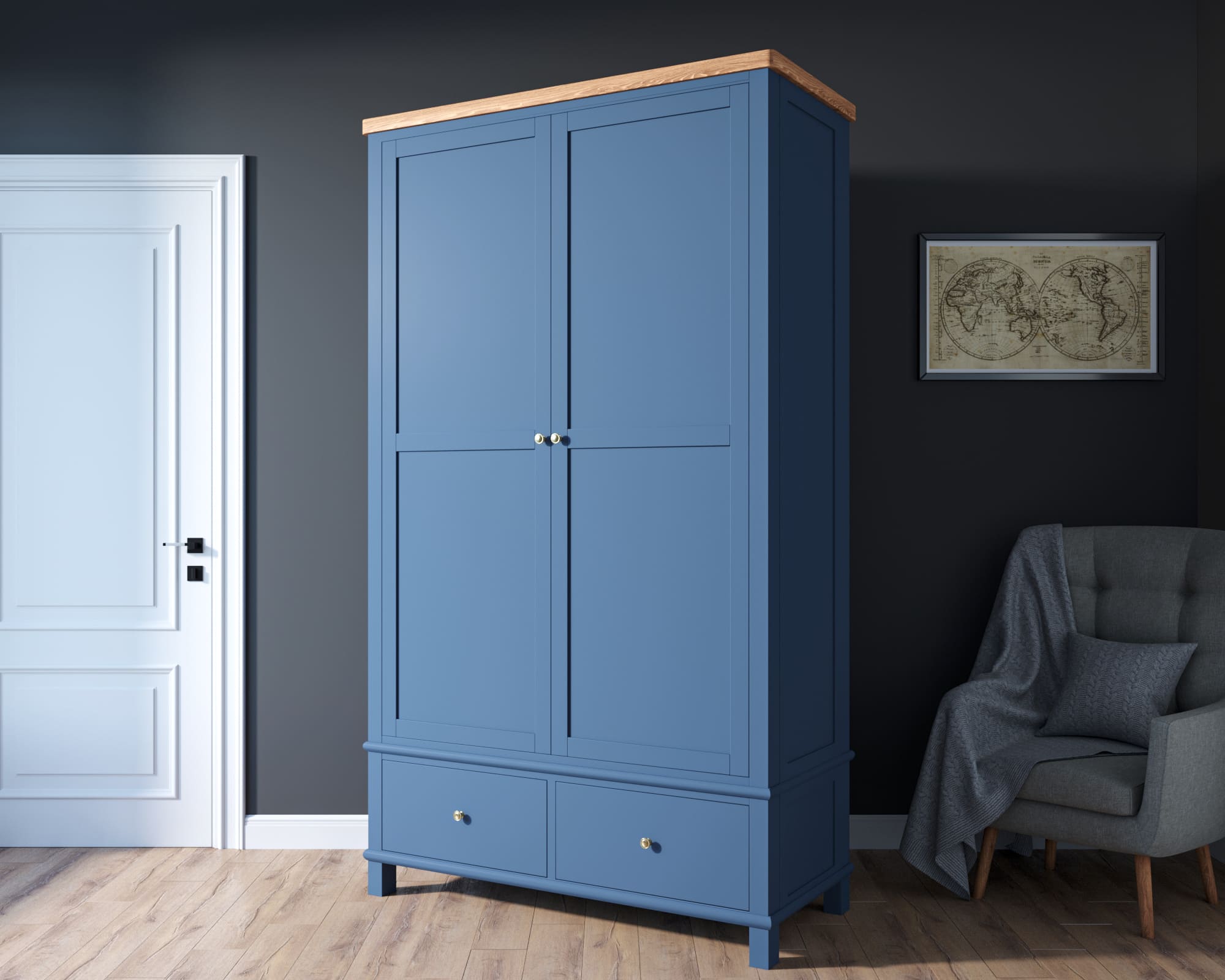 заказать Шкаф двухстворчатый в стиле Кантри "Jules Verne" с ящиками арт JV28ETGB