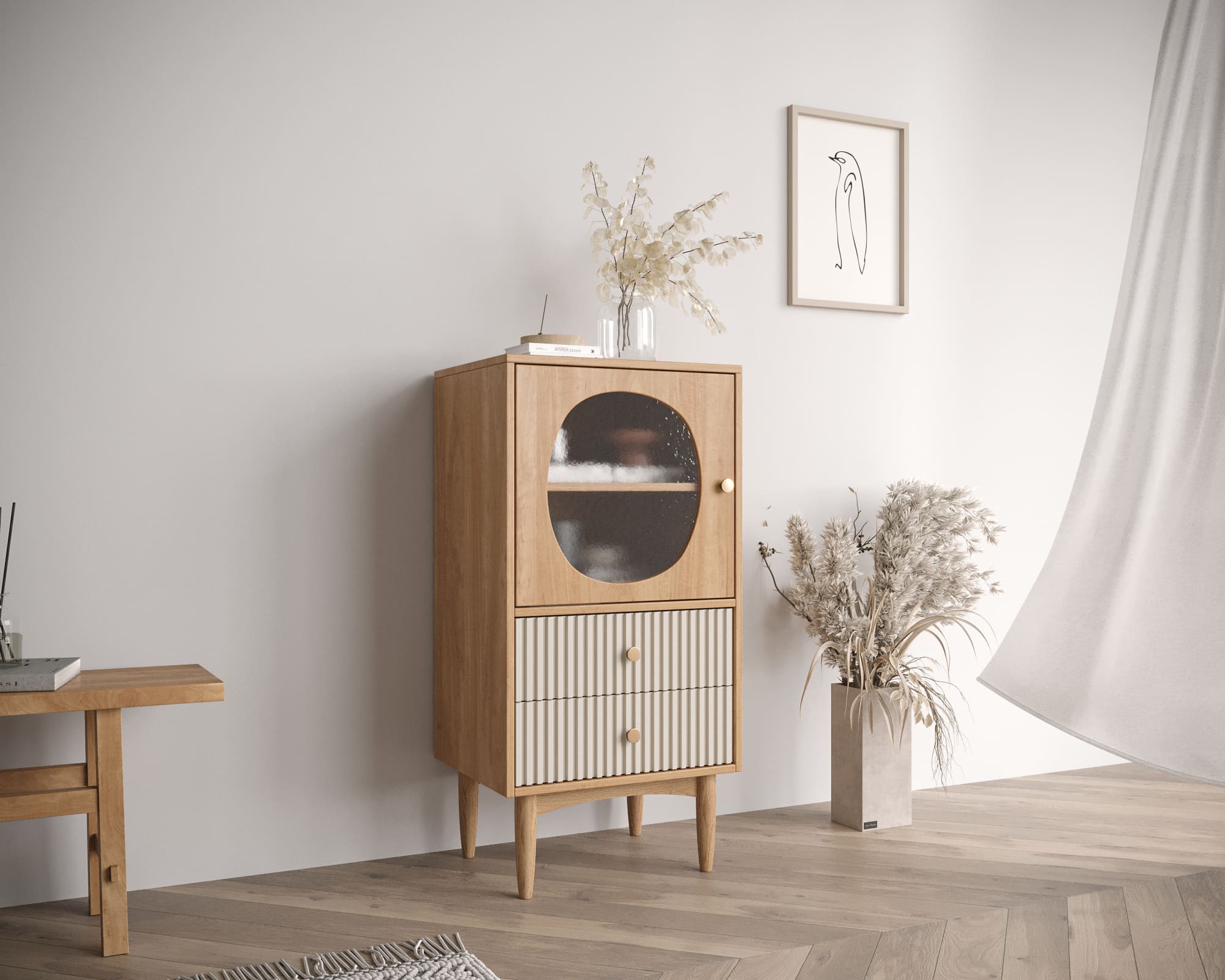 заказать Высокая тумба "Bubble" с двумя ящиками арт BBL11, цвет - орех в Москве заказать Высокая тумба "Bubble" с двумя ящиками арт BBL11, цвет - орех