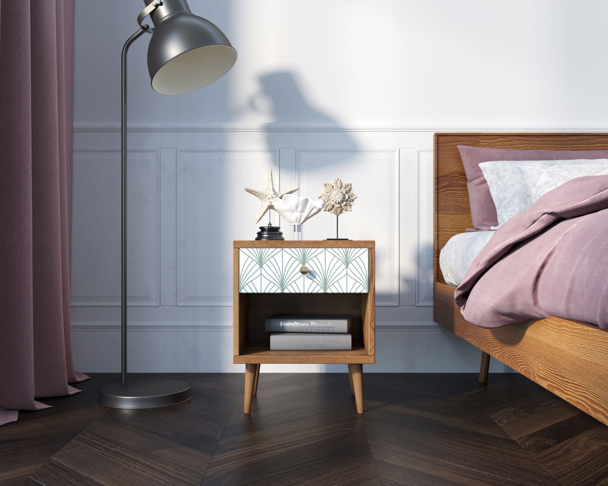 Тумбочка "Berber" с открытой полкой 38 принт арт BB33/Print_38, разноцветная в интернет-магазине