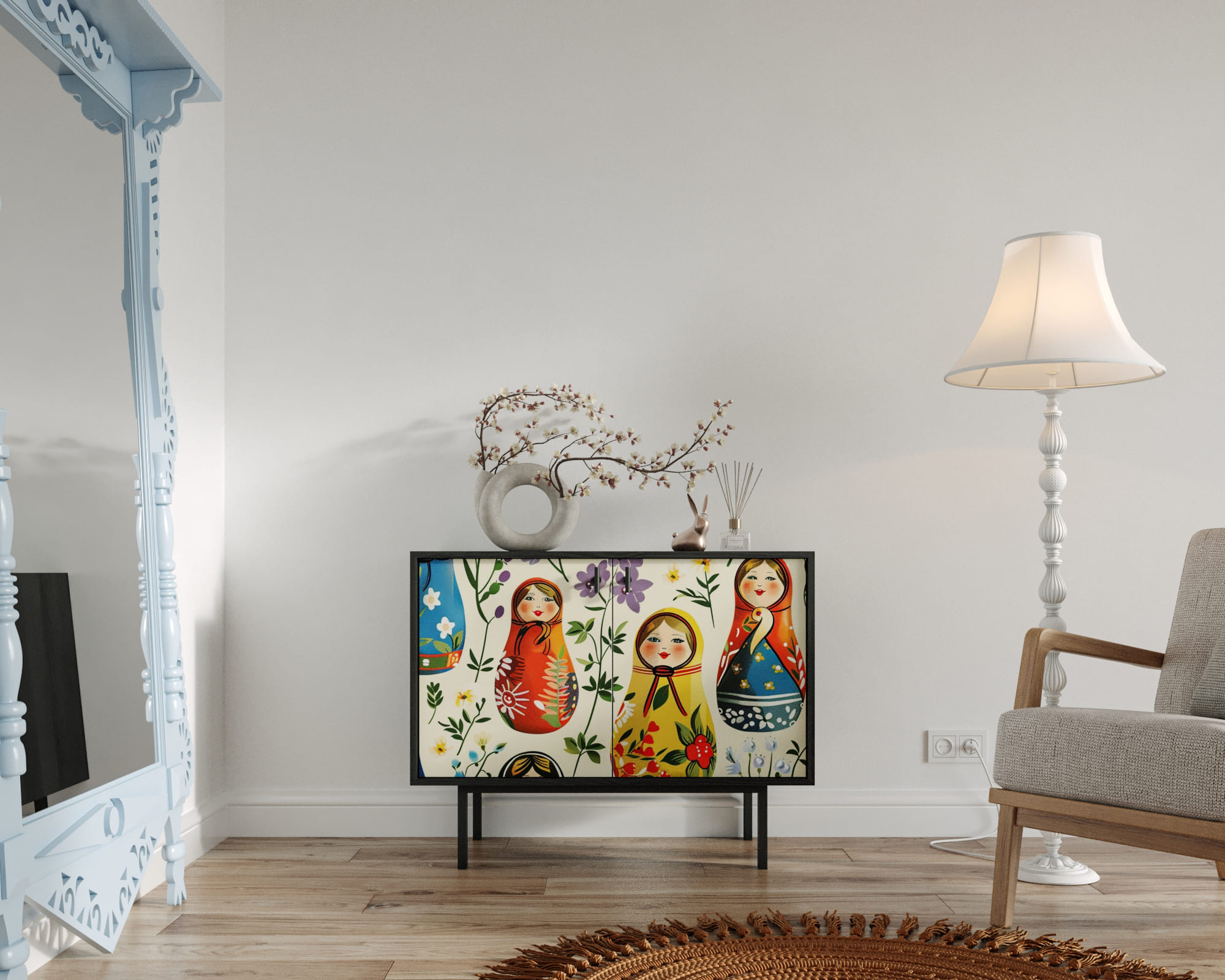 Комод с двумя дверками "Emerson" Матрешки арт EM02/Art04 в интернет-магазине в Москве Комод с двумя дверками "Emerson" Матрешки арт EM02/Art04 в интернет-магазине