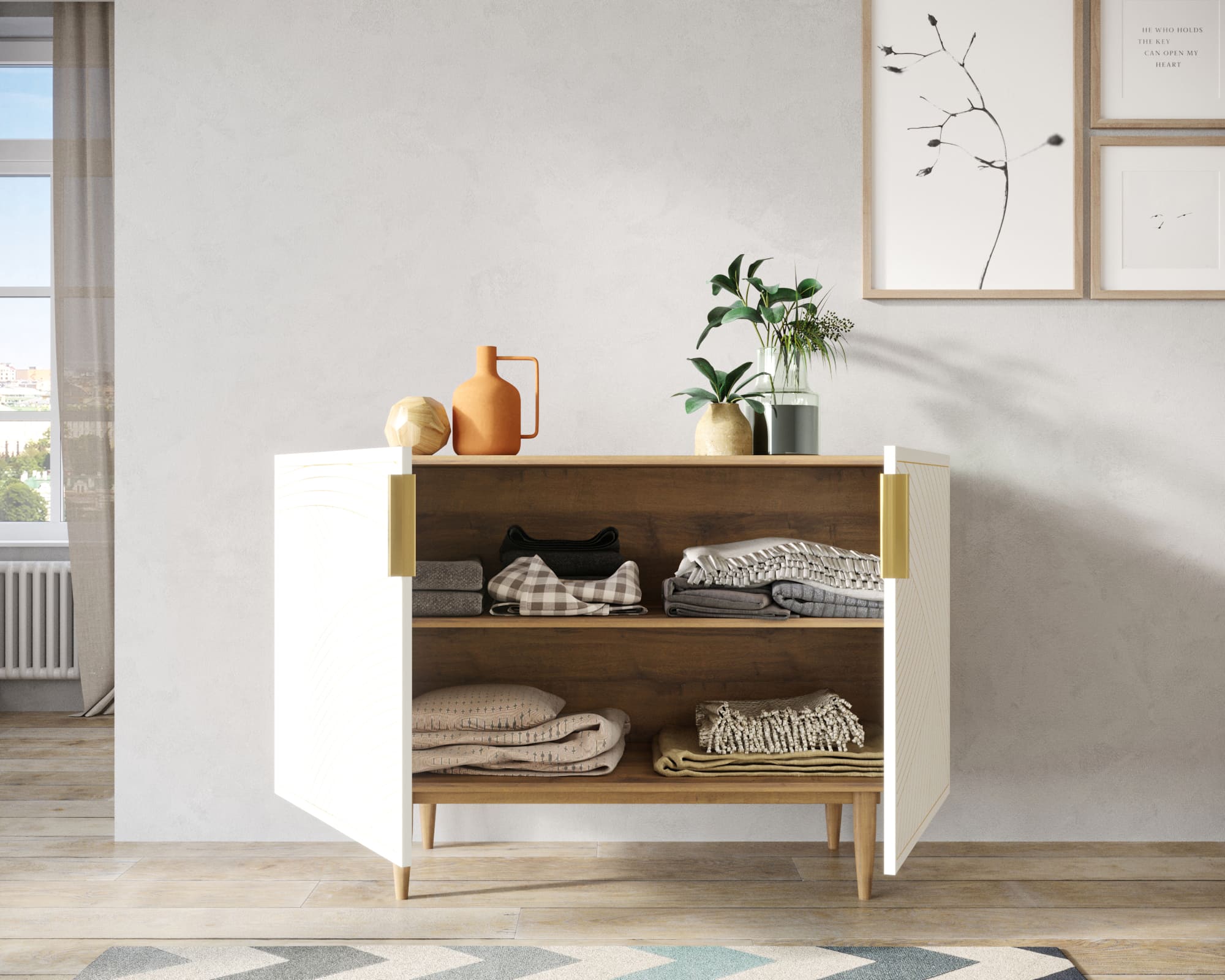 купить Комод с двумя дверками "Line" LN01/GR1/beige в Москве купить Комод с двумя дверками "Line" LN01/GR1/beige