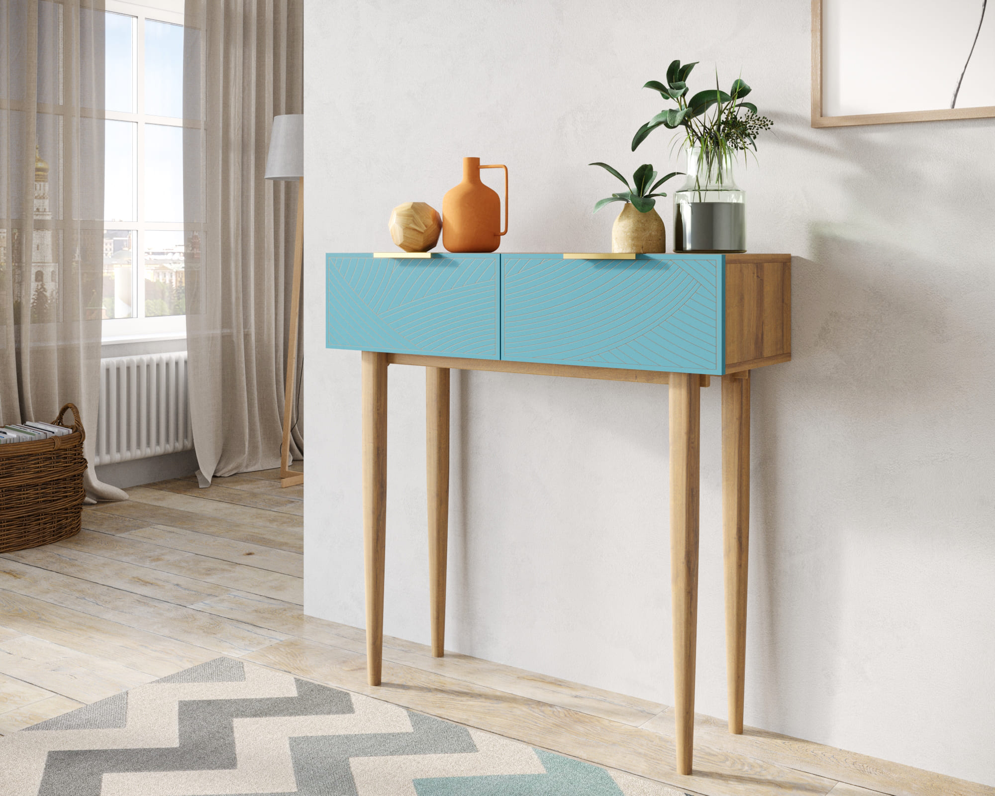 заказать Консоль с двумя ящиками "Line" LN16/GR1/blue в Москве заказать Консоль с двумя ящиками "Line" LN16/GR1/blue