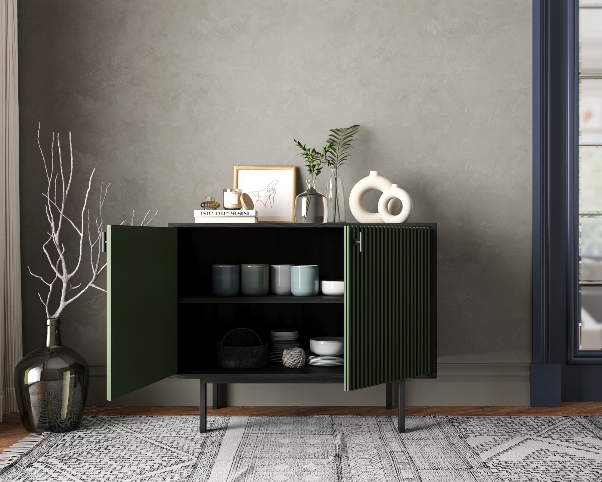 купить Комод с двумя дверками "Emerson" арт EM02/green/L