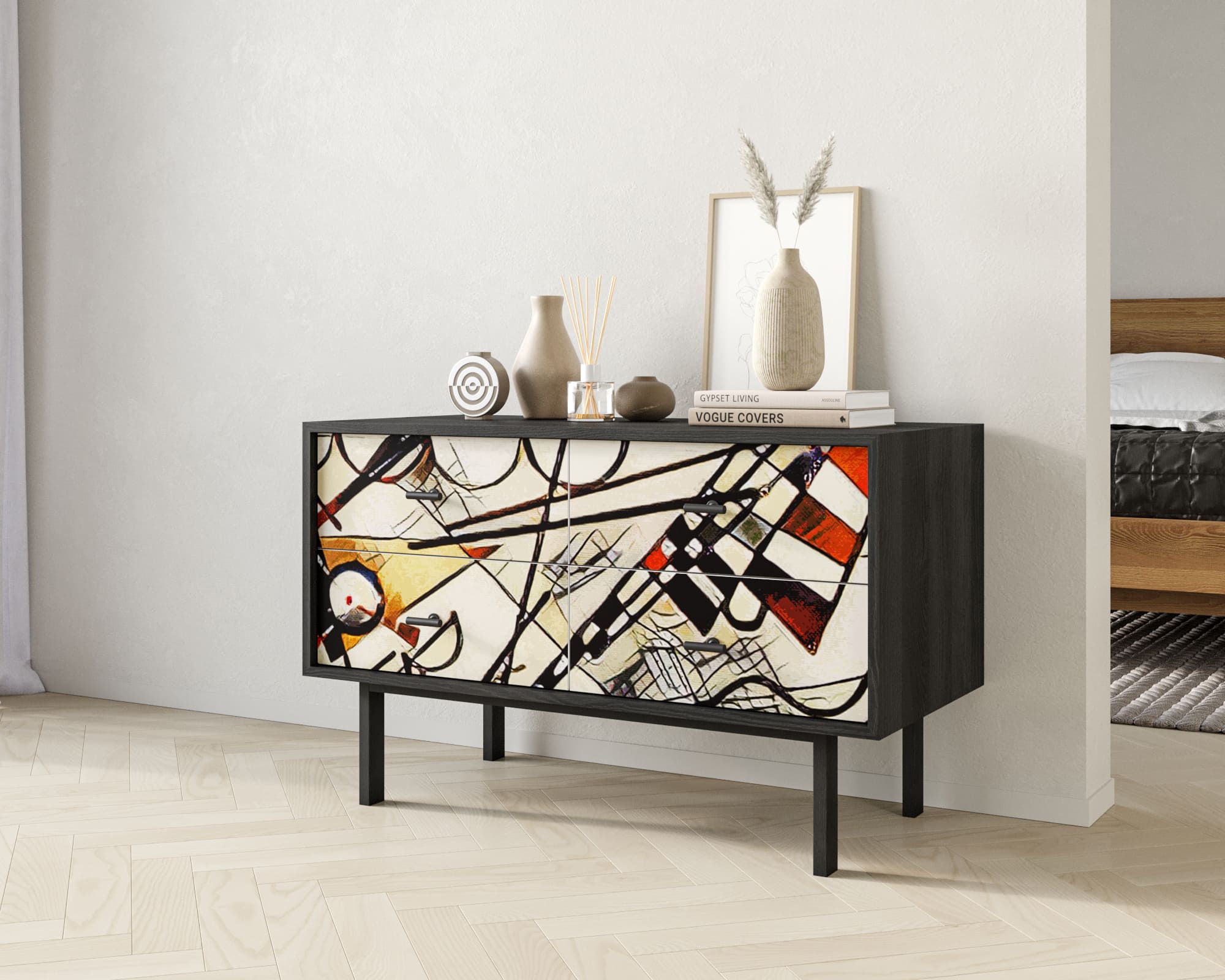 заказать Комод с четырьмя ящиками "Emerson" by Kandinsky арт EM05/Print_01