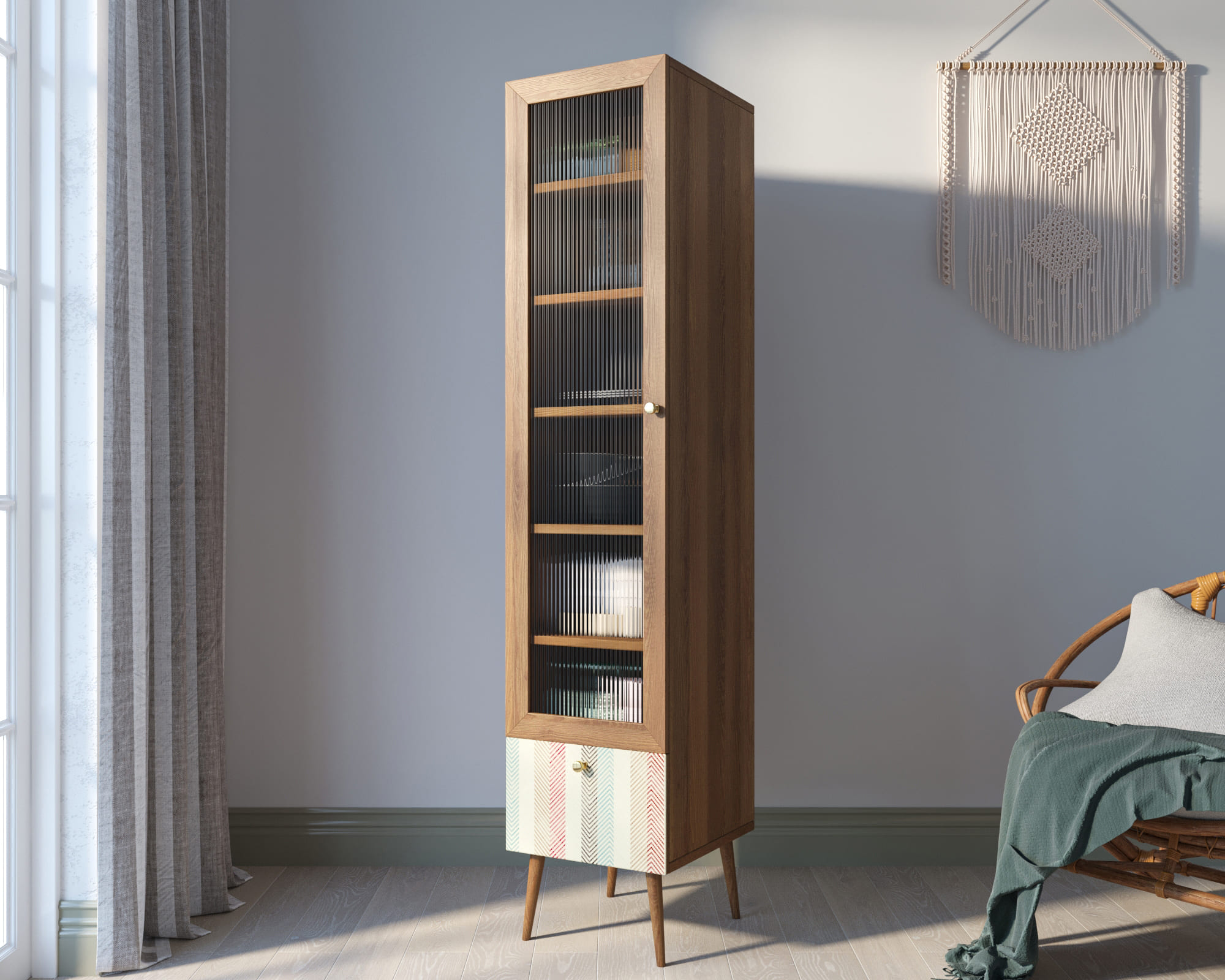 заказать Буфет "Berber" одностворчатый с ящиком принт 45 арт BB48/Print_45