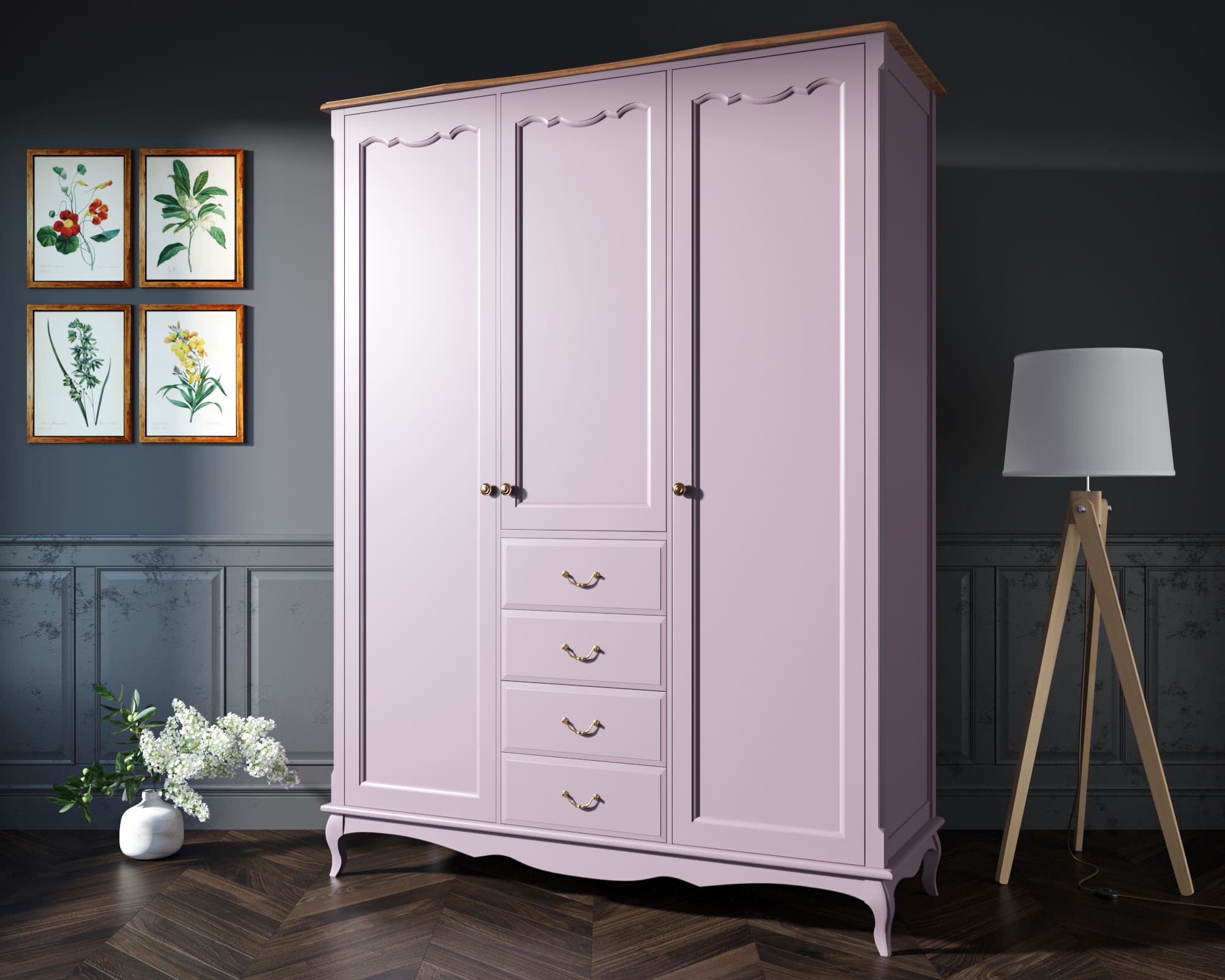 фото Шкаф Leontina Lavanda для одежды с ящиками арт ST9327/34L в Москве фото Шкаф Leontina Lavanda для одежды с ящиками арт ST9327/34L