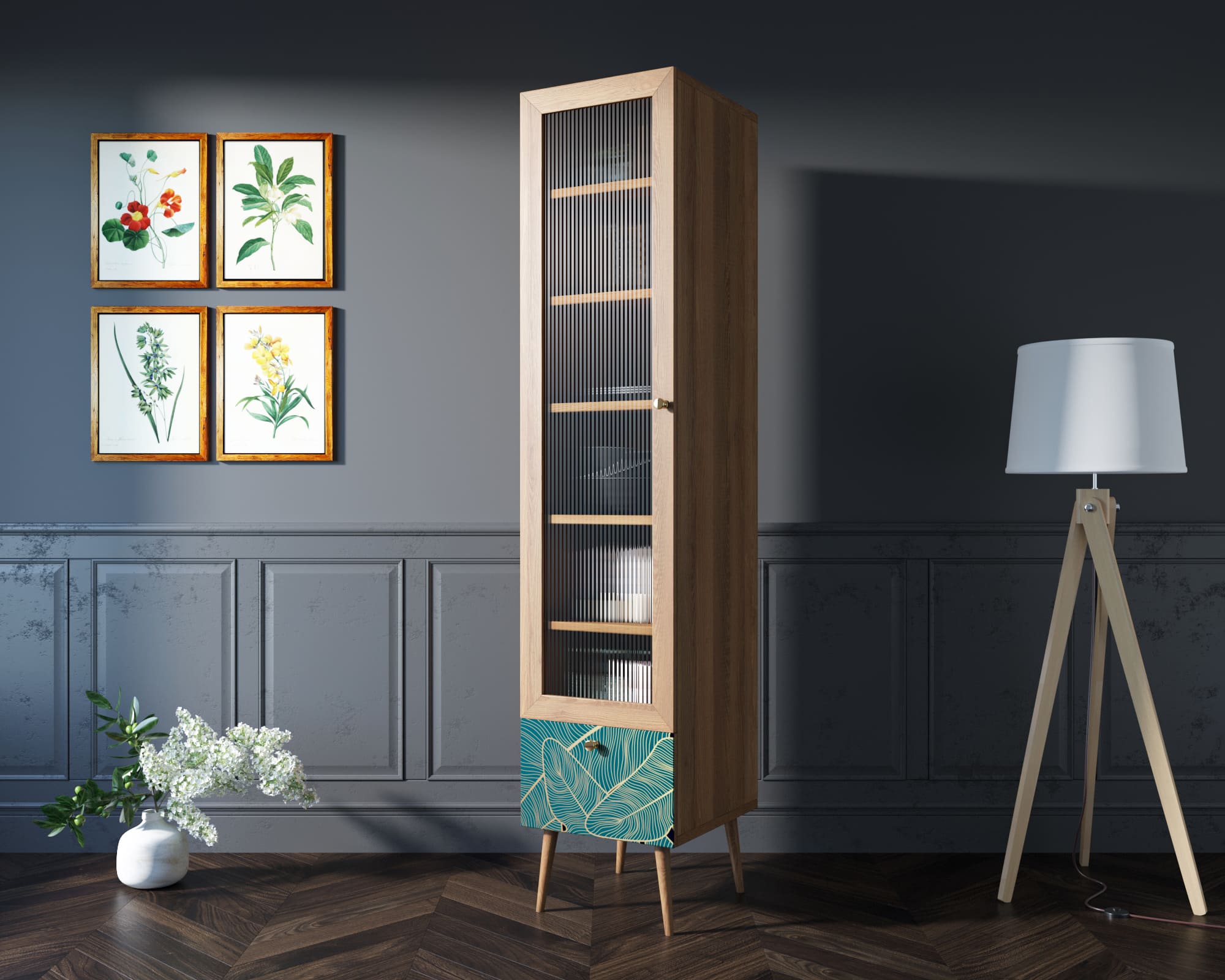 заказать Буфет "Berber" одностворчатый с ящиком принт 41 арт BB48/Print_41