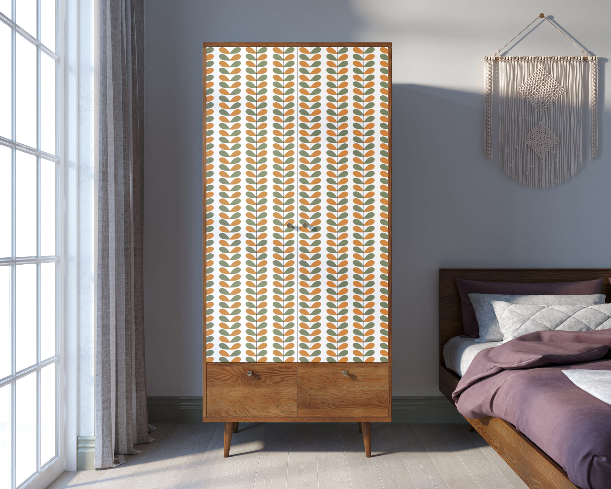 Шкаф двухстворчатый "Berber" принт 23 арт BB16/Print_23 в интерьере