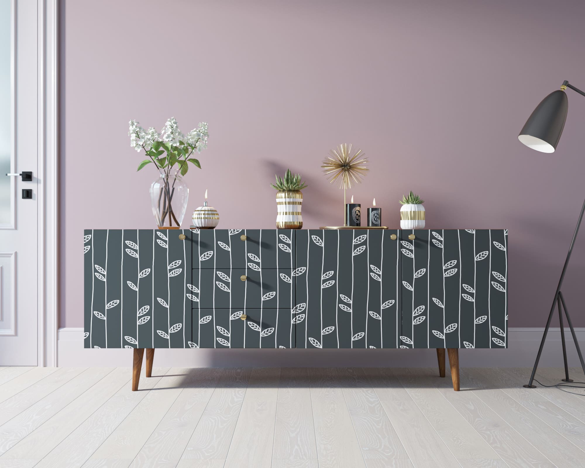 Комод "Berber" удлиненный принт 18 арт BB11/Print_18 в интерьере