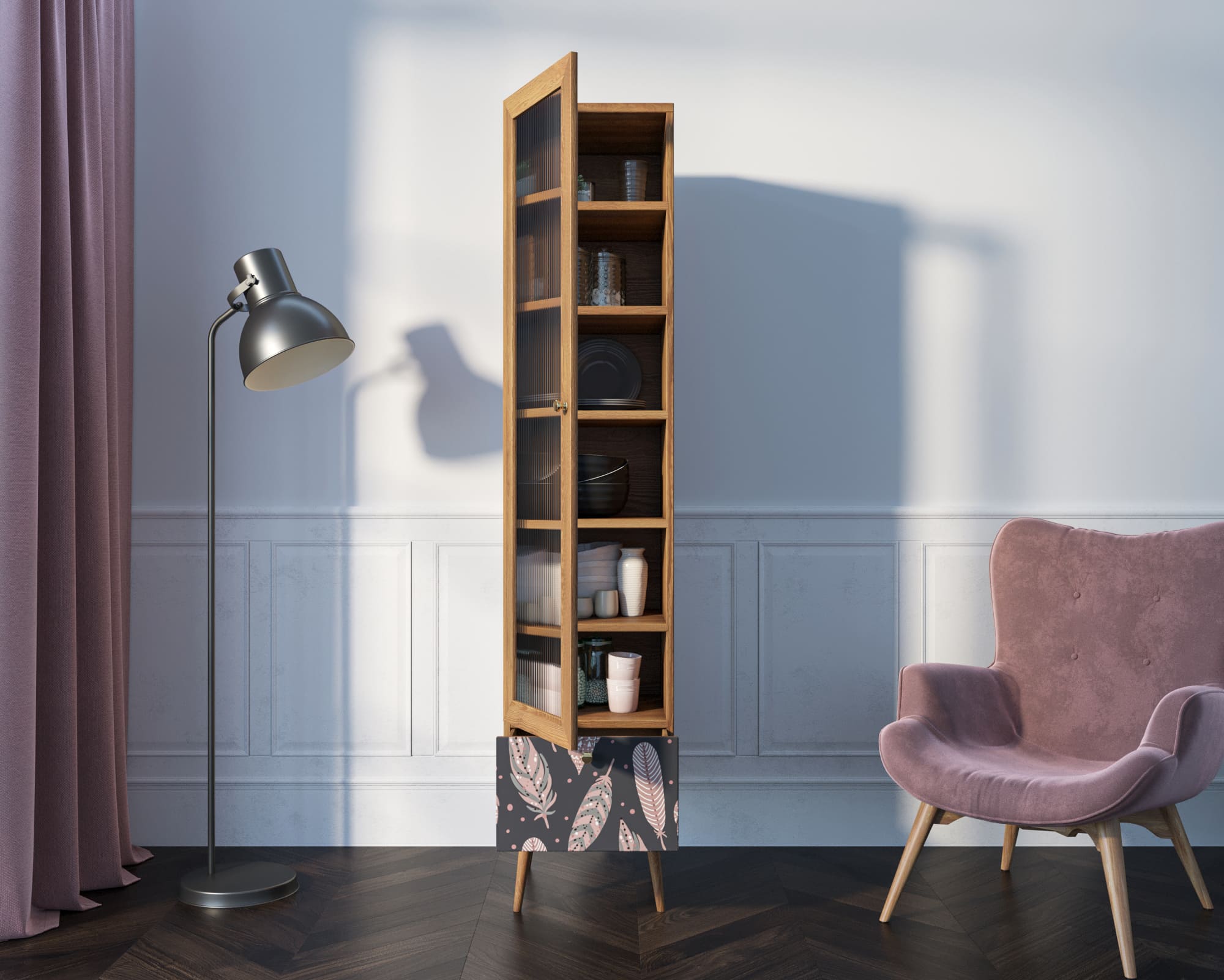 купить Буфет "Berber" одностворчатый с ящиком принт 40 арт BB48/Print_40