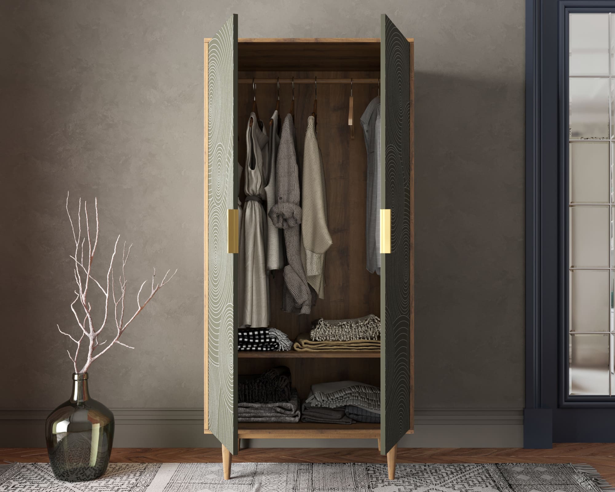 купить Шкаф малый двухстворчатый "Line" R24/browngrey