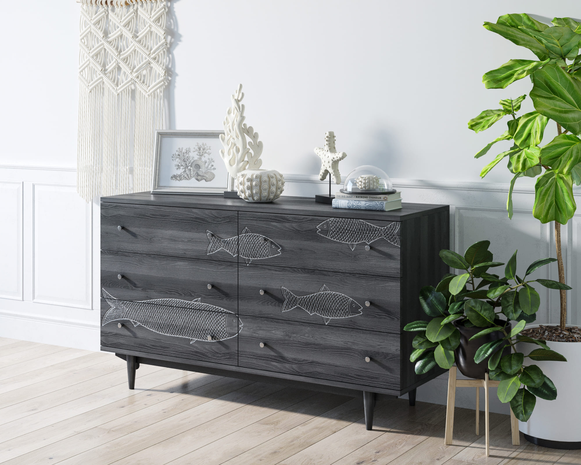 заказать Комод "Boho" 6 ящиков с рыбами арт BH01 в Москве заказать Комод "Boho" 6 ящиков с рыбами арт BH01