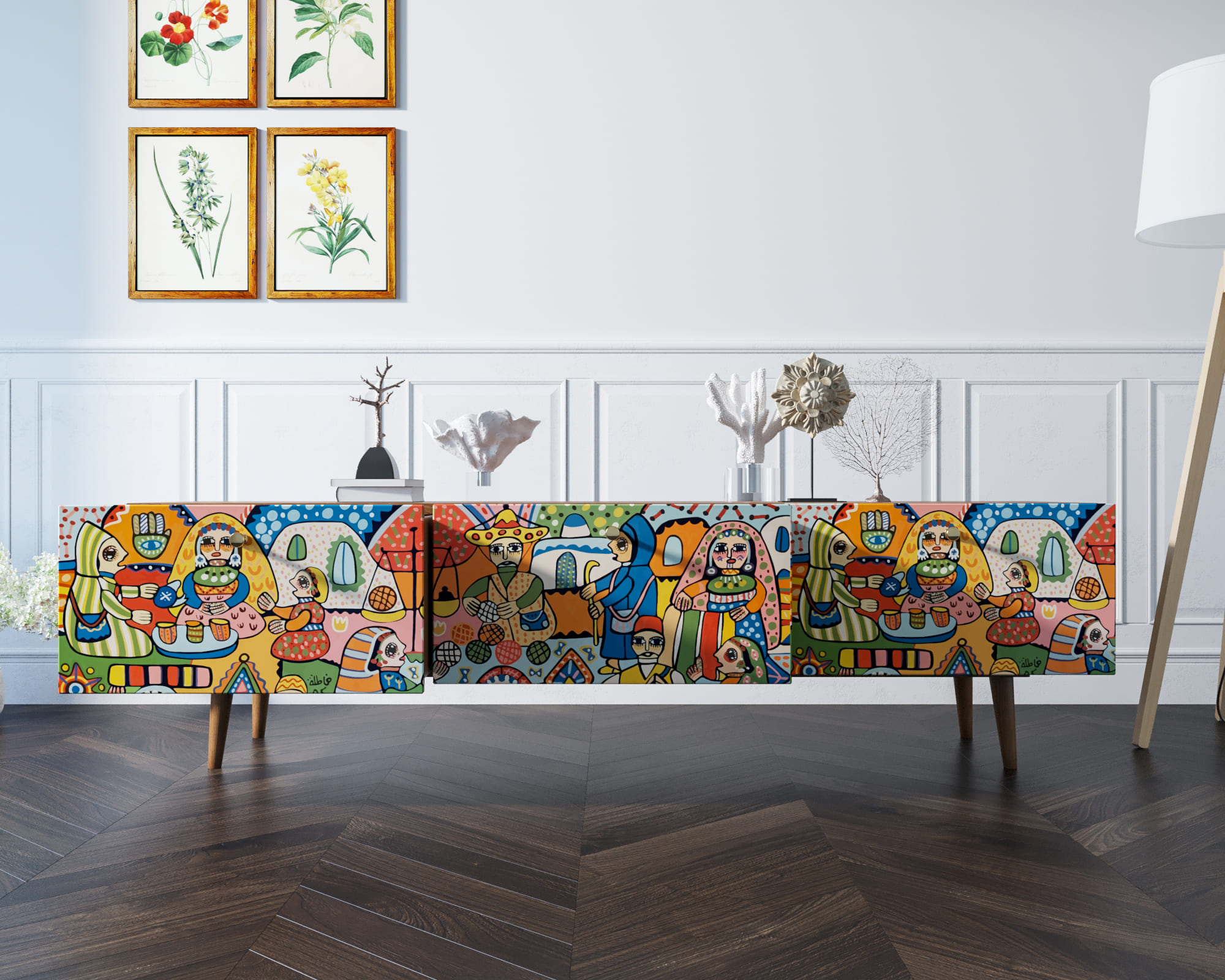 Комод "Berber" с ящиками низкий под TV принт 1 арт BB19/Print_01 в интернет-магазине