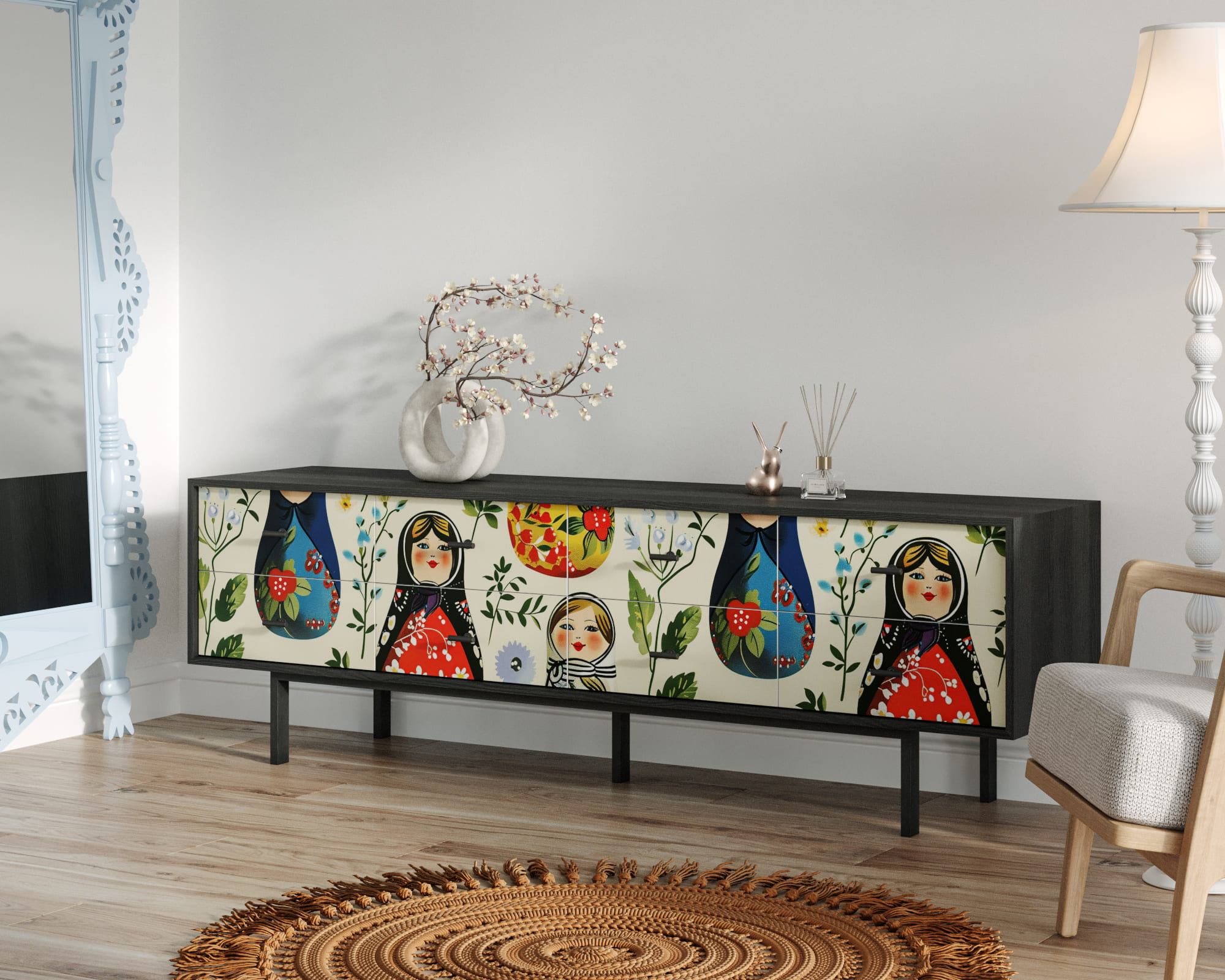 заказать Комод с восемью ящиками "Emerson" Матрешки арт EM03/Art04