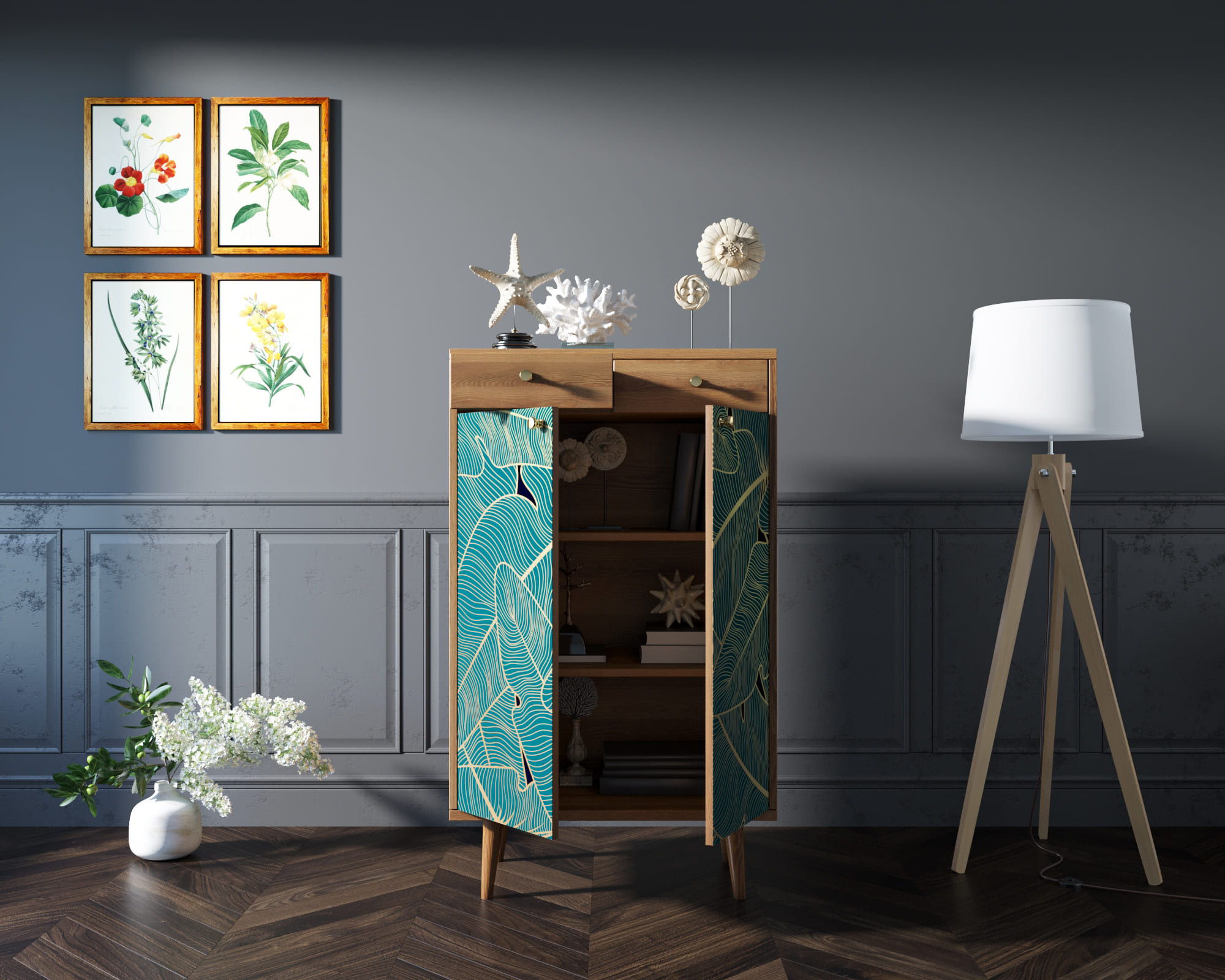 купить Комод "Berber" два ящика и дверки 41 принт арт BB46/Print_41