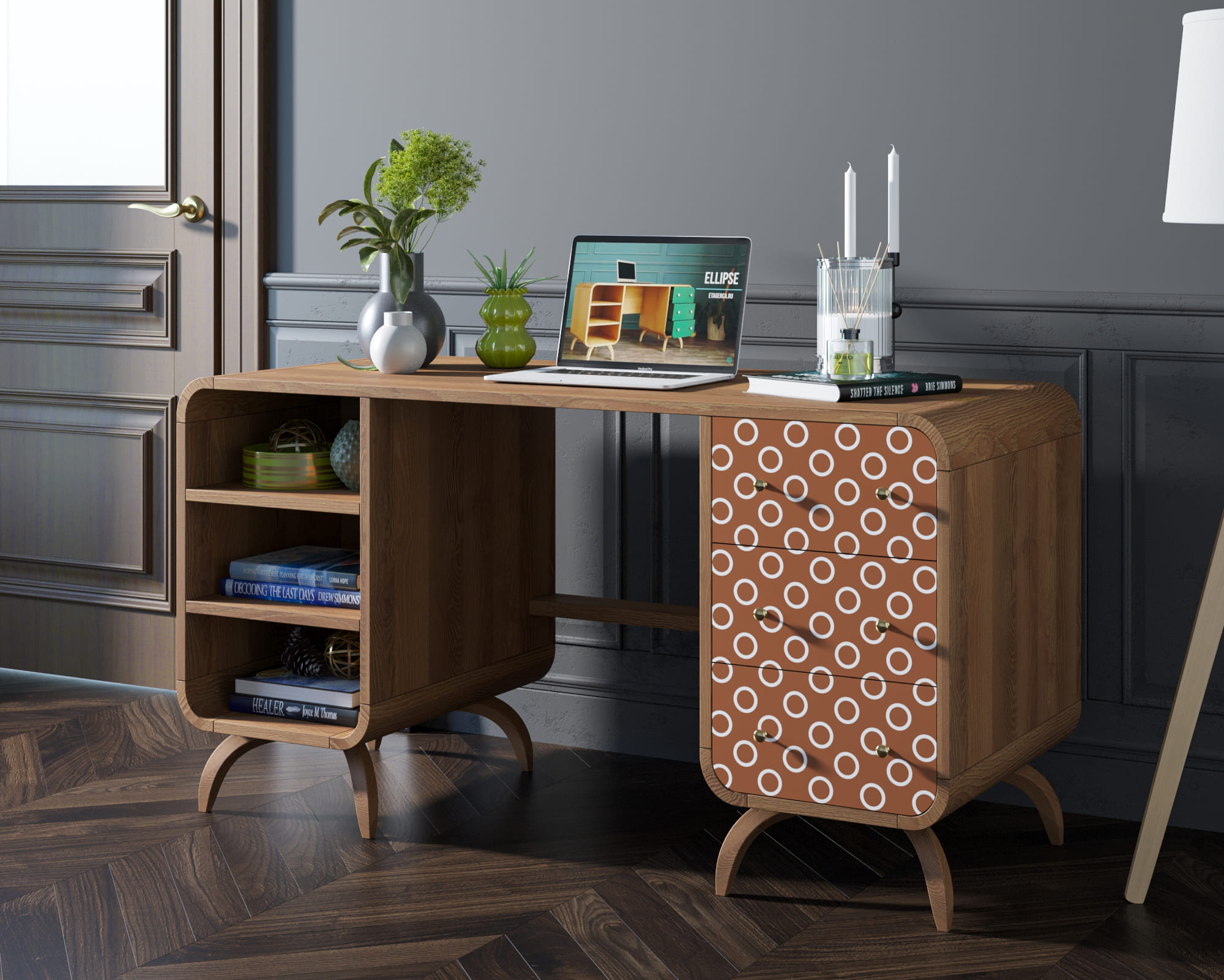 заказать Рабочий стол в Скандинавском стиле "Ellipse print" принт 3 арт EL08/print_3