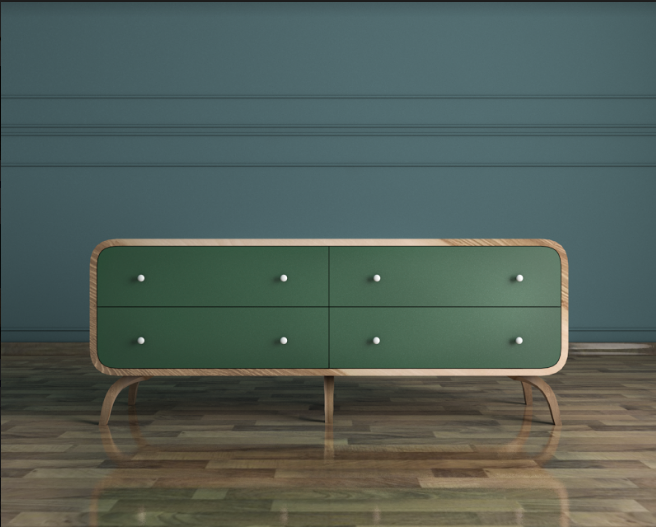 Комод "Ellipse" с изумрудными накладками арт EL01G