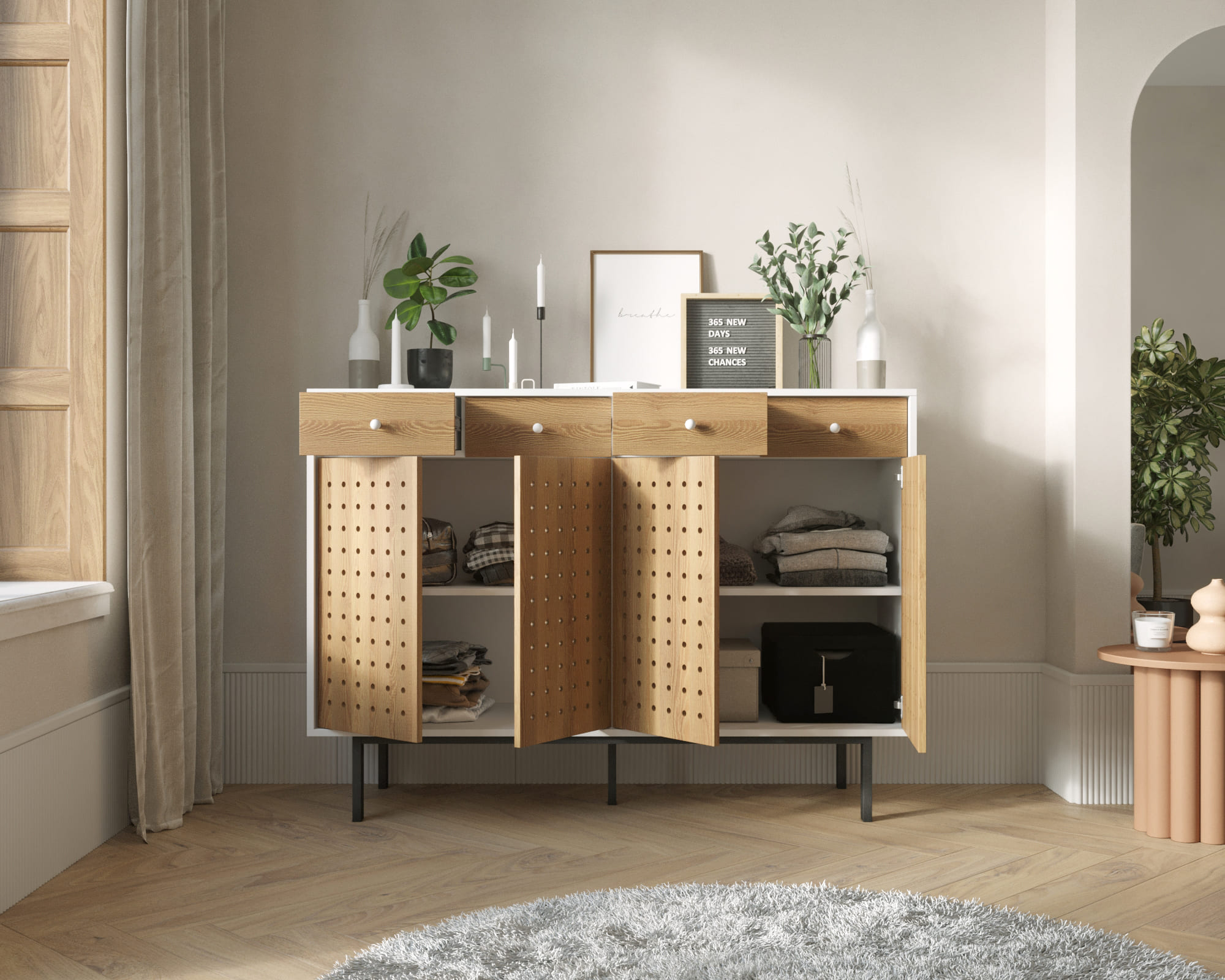 купить Комод большой с дверками и ящиками KOTO арт KT21