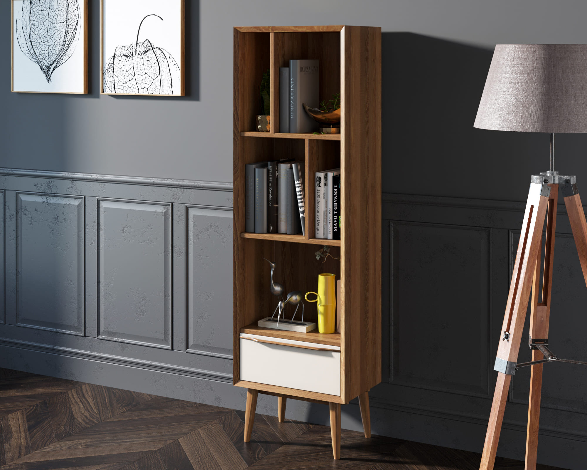 заказать Узкий стеллаж "Bruni white" арт BR26WH