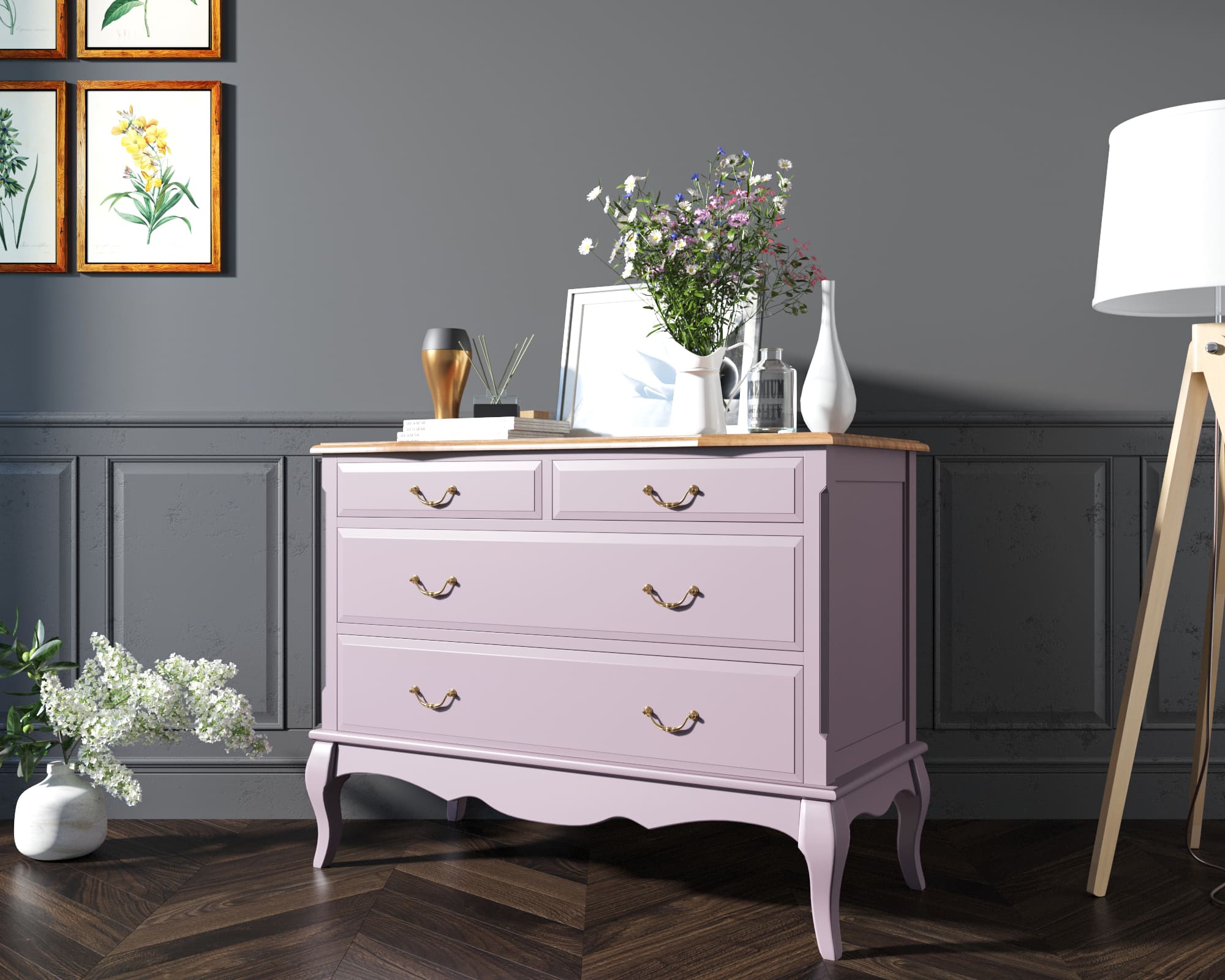 Комод «Leontina Lavanda» на 4 ящика арт ST9315L в интернет-магазине