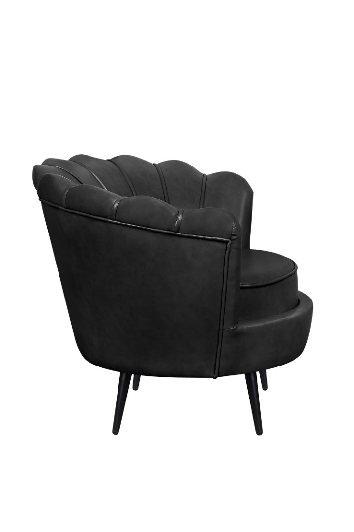 заказать Низкое кресло ракушка Pearl Black V2 на черных ножках