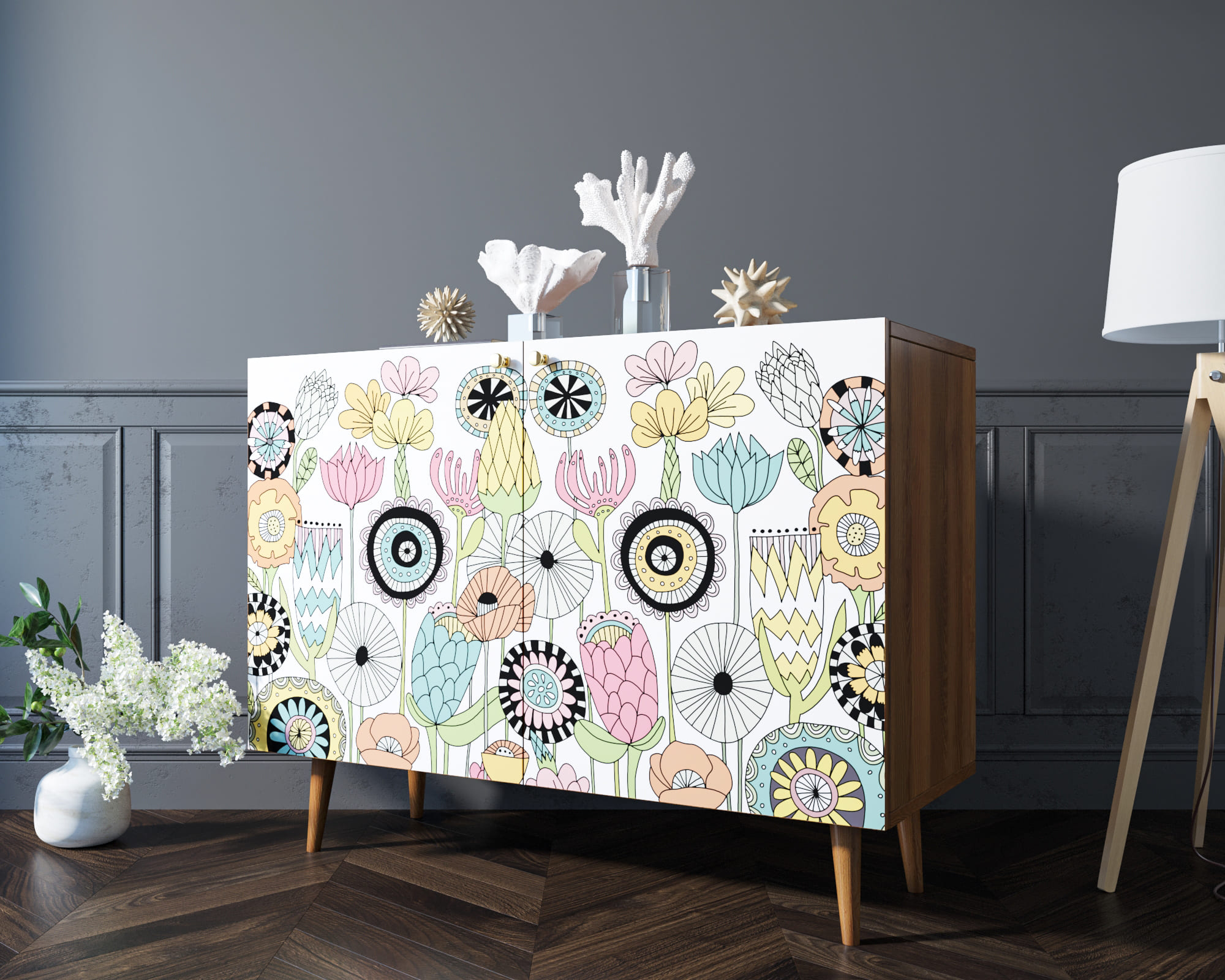 Комод с принтом 3 "Berber" две дверки арт BB04/Print_03 в интернет-магазине