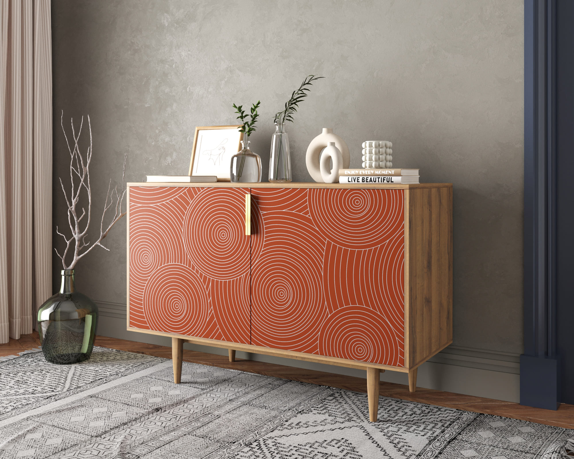 заказать Комод с двумя дверками "Line" R18/red