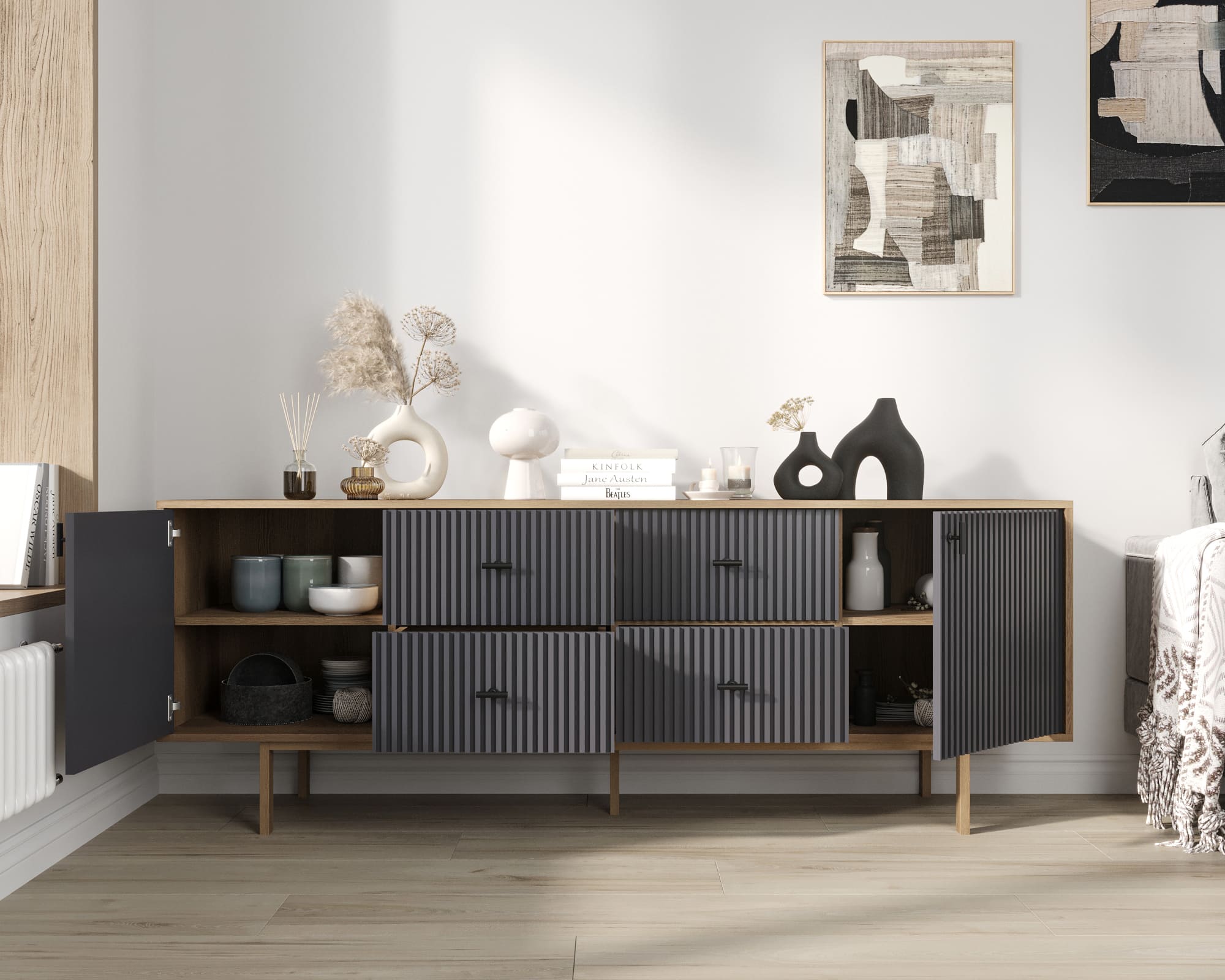 купить Комод две дверки и четыре ящика "Emerson" арт EM19/7024/L