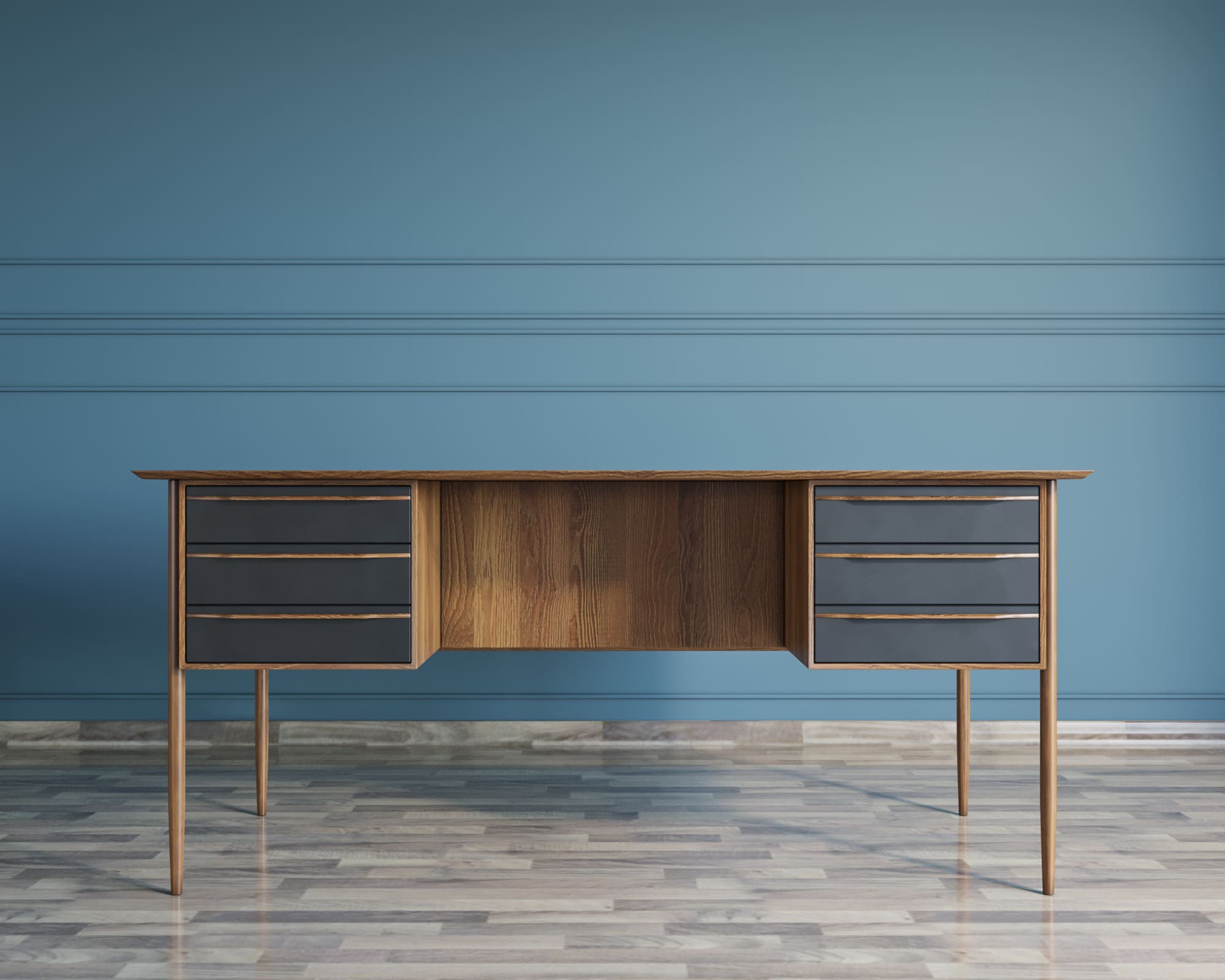 фото Рабочий письменный стол"Bruni Black" с ящиками арт BR47Black