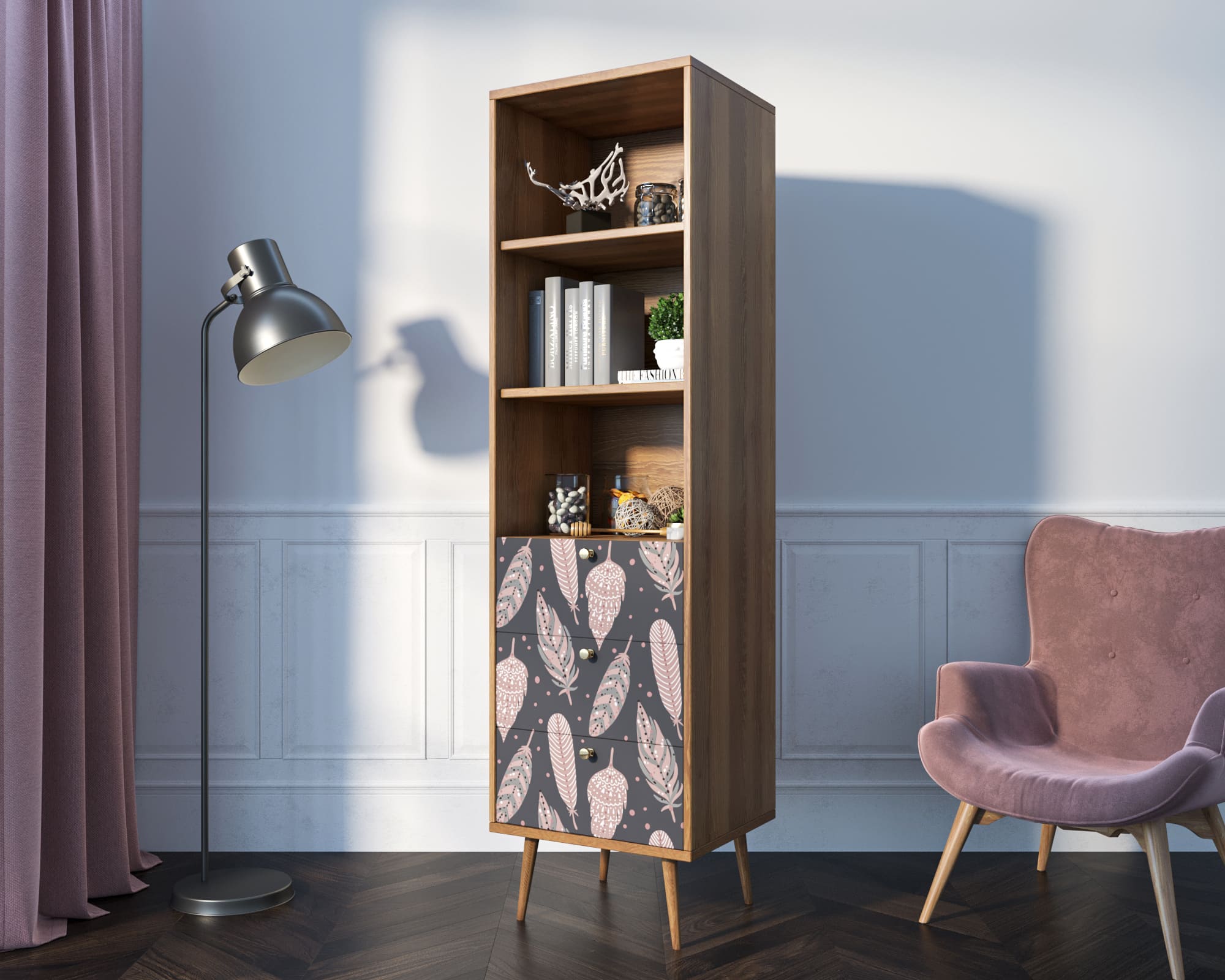 заказать Стеллаж с ящиками "Berber" принт 40 арт BB45/Print_40