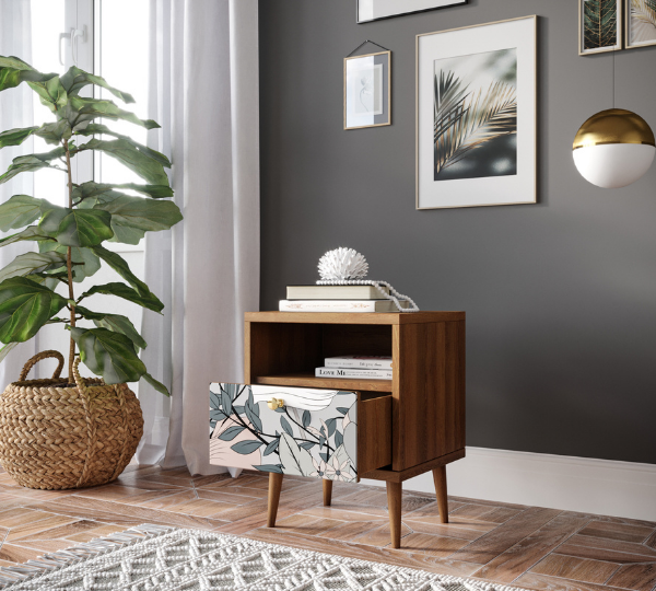 купить Тумбочка "Berber" с одним ящиком 50 принт арт BB06/Print_50, разноцветная