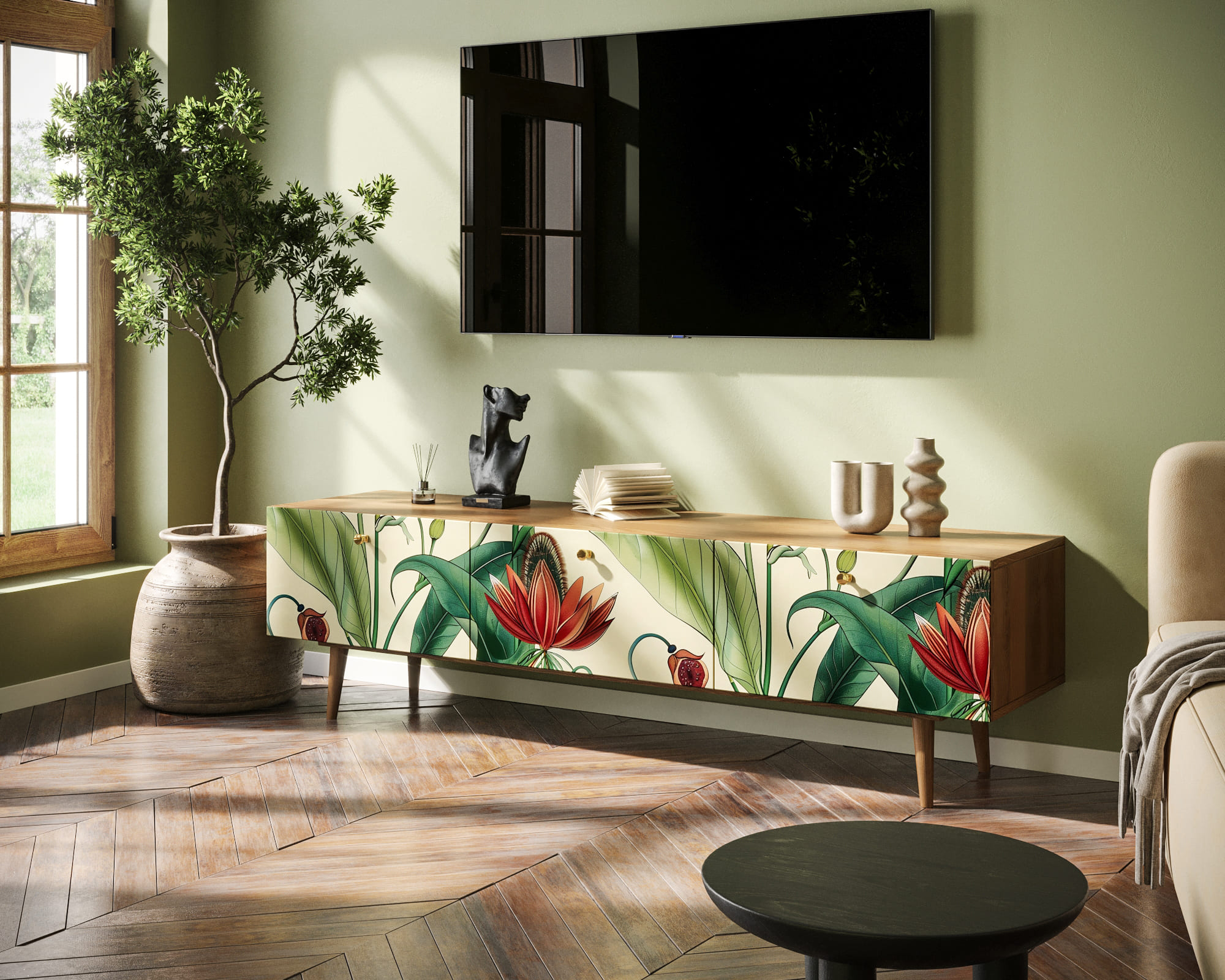 заказать Комод "Berber" с ящиками низкий под TV арт BB19/Print_55 в Москве заказать Комод "Berber" с ящиками низкий под TV арт BB19/Print_55