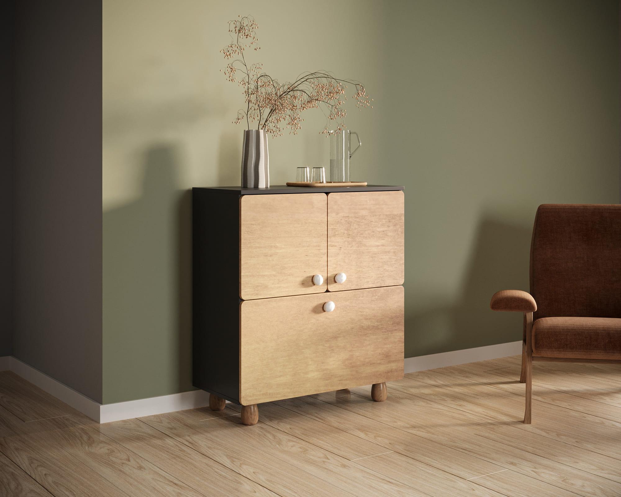 заказать Комод с двумя дверками и ящиком "Split" SP03