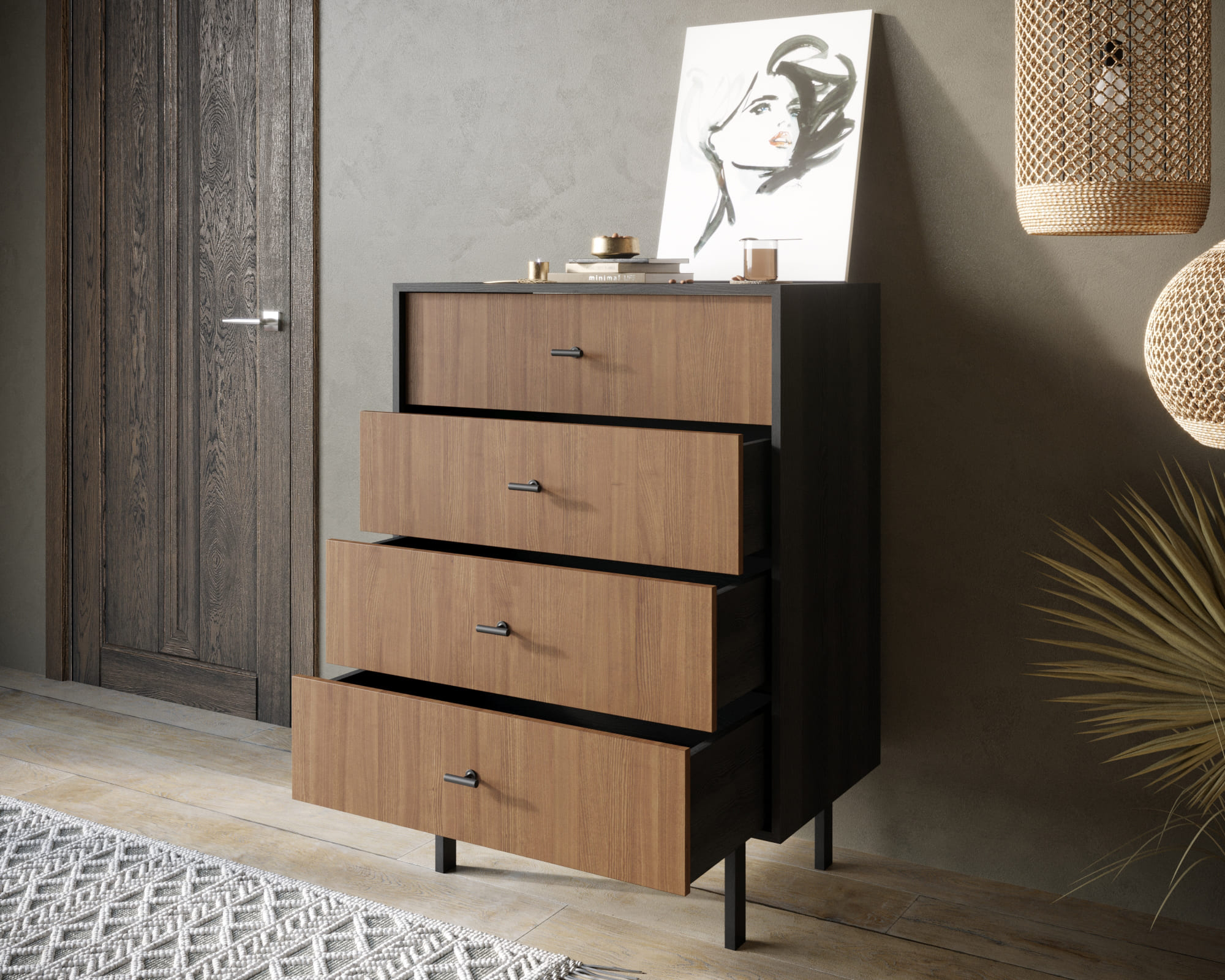 купить Комод вертикальный с четырьмя ящиками "Emerson" арт EM18