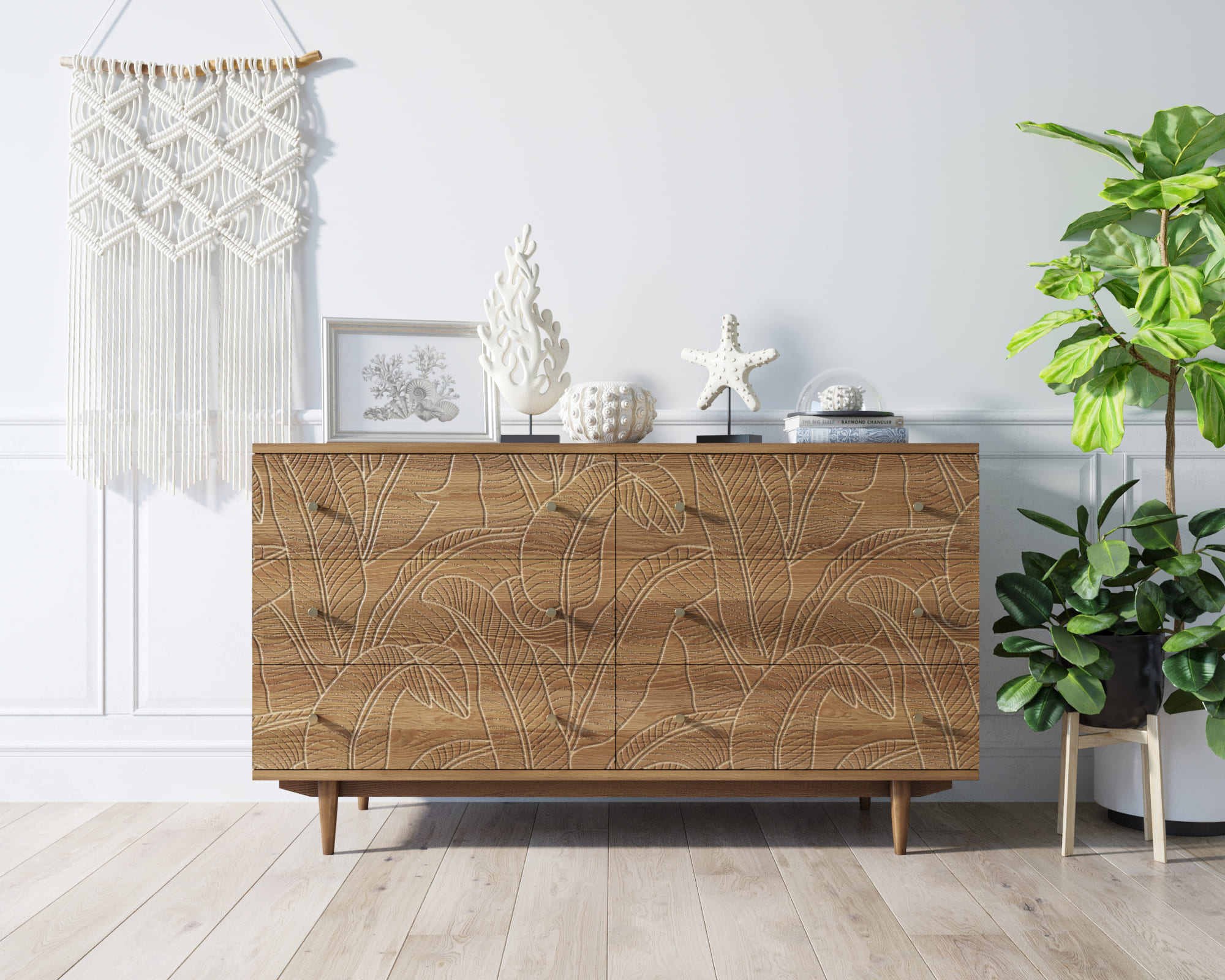 Комод "Boho" 6 ящиков джангл арт BH08 в интернет-магазине