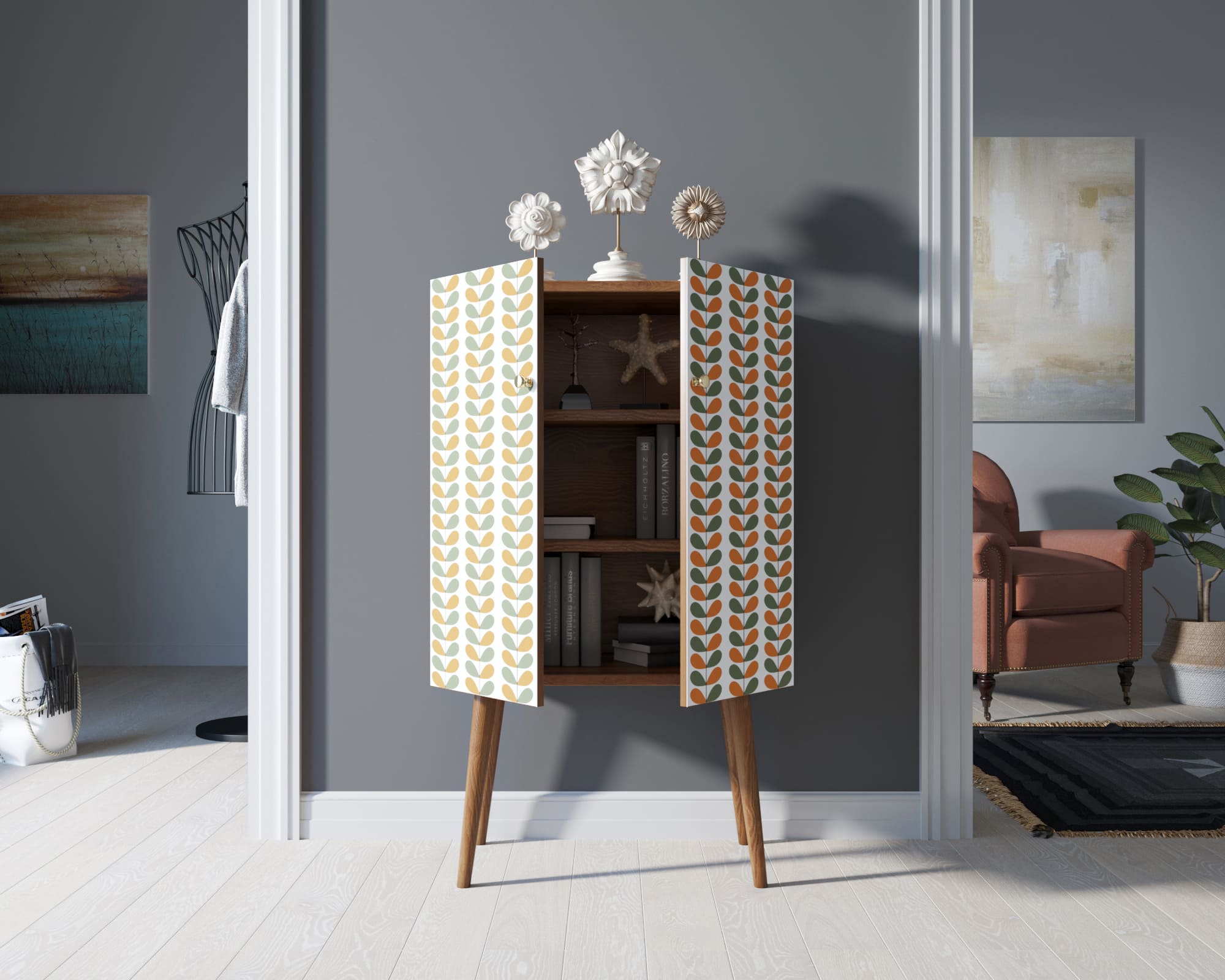 Комод на высоких ножках "Berber" принт 23 арт BB09/Print_23 в интернет-магазине