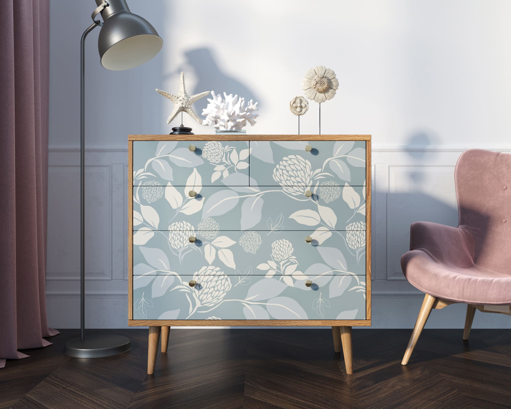 Комод "Berber" пять ящиков 39 принт арт BB36/Print_39 в интернет-магазине