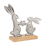 427366 Фигурка Зайцы AMOATSY L235, B70, H210 алюминий, дерево манго, серебряный, натуральный